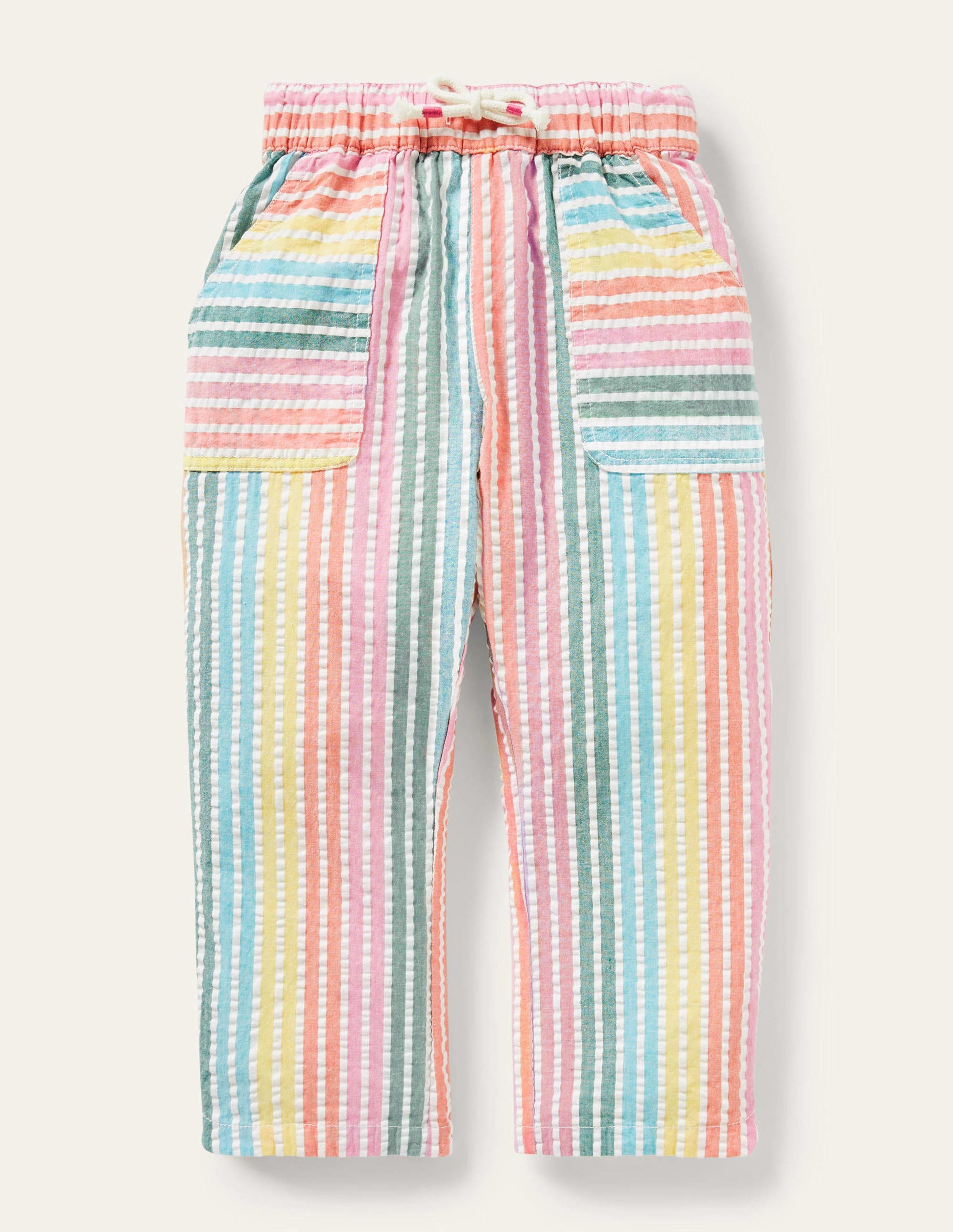 Embroidered Vacation Pants-Rainbow Stripe-1
