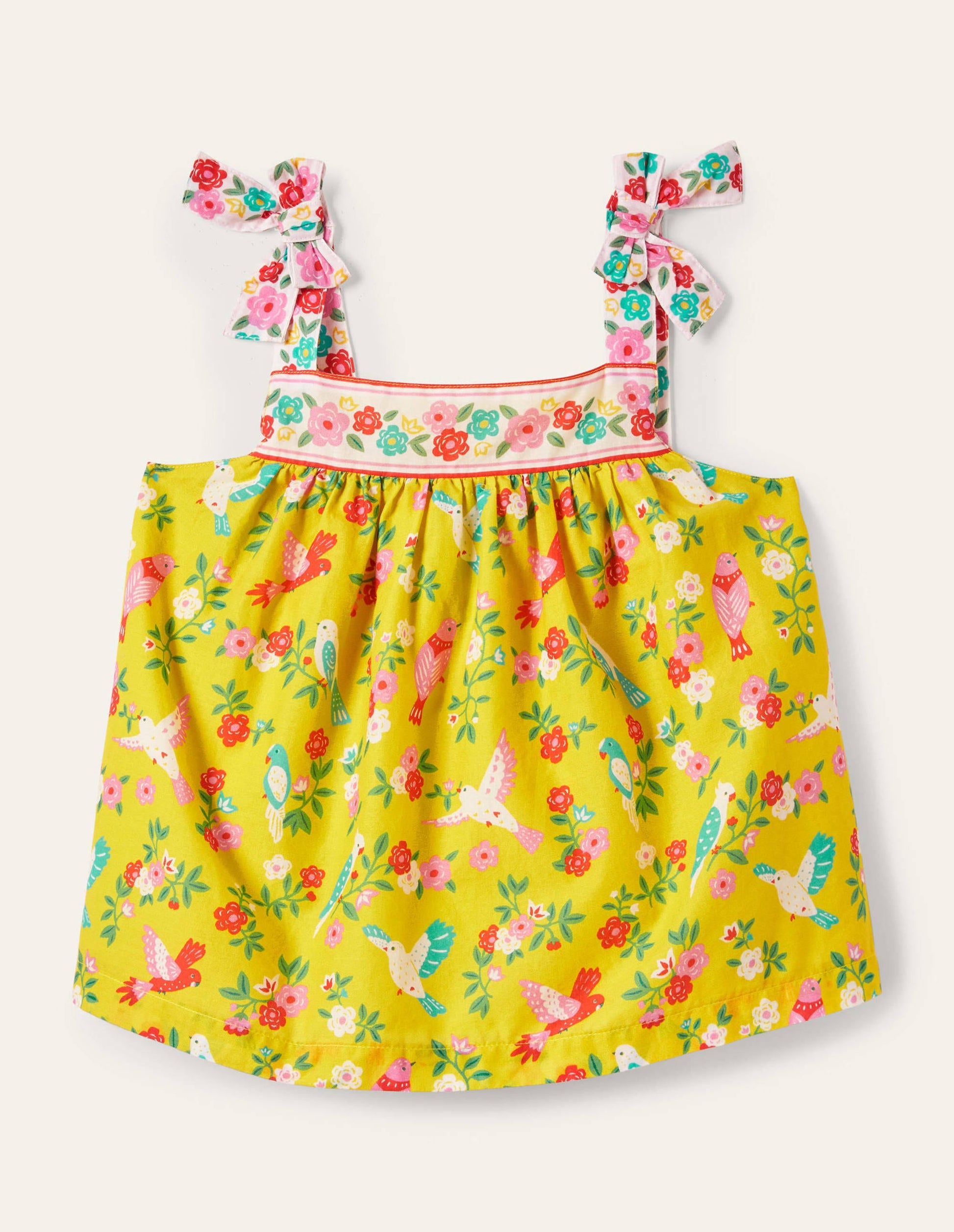 Tie Shoulder Printed Top-Sweetcorn Tropical Garden-1