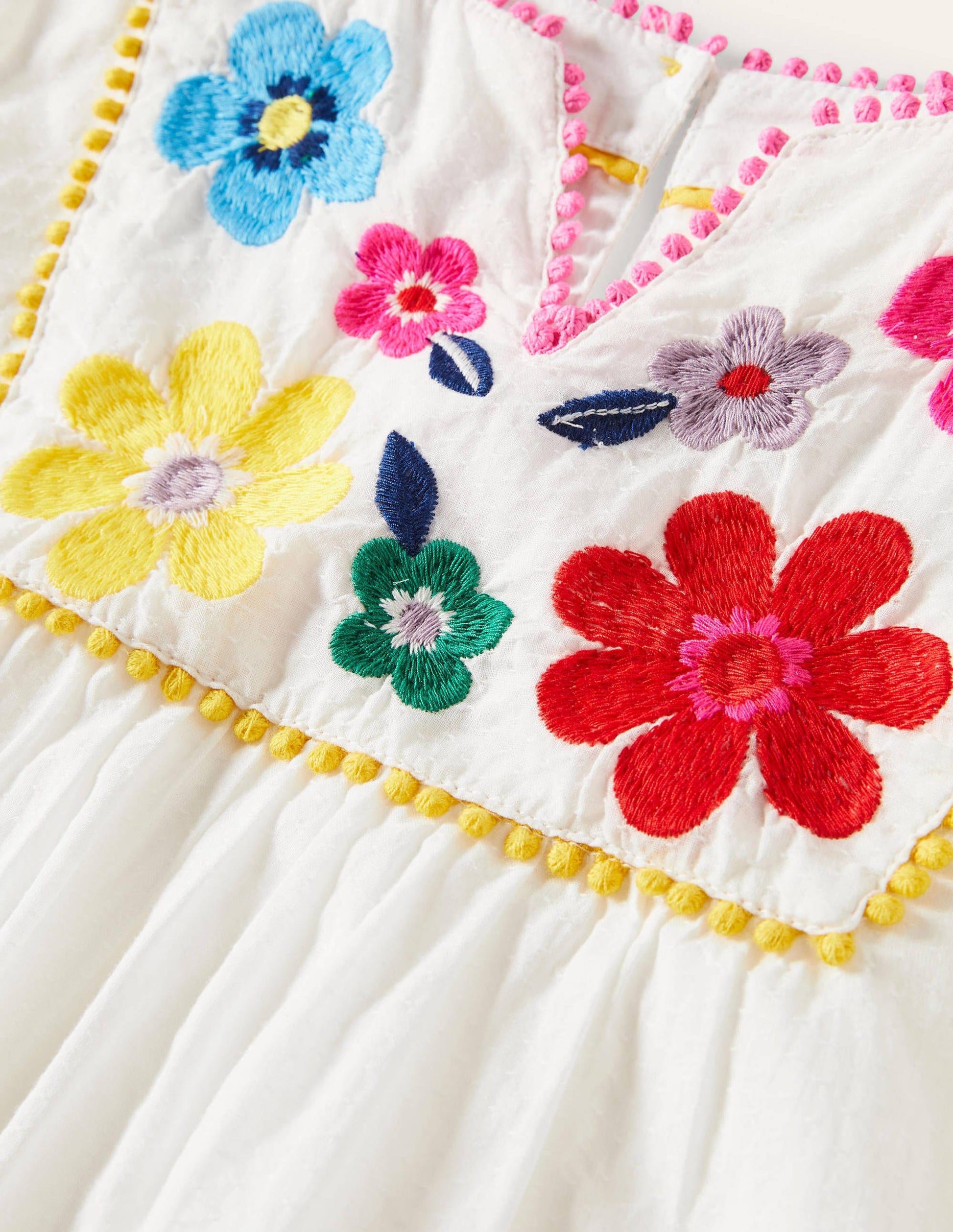 Multi Embroidered Top-Ivory Flowers-3