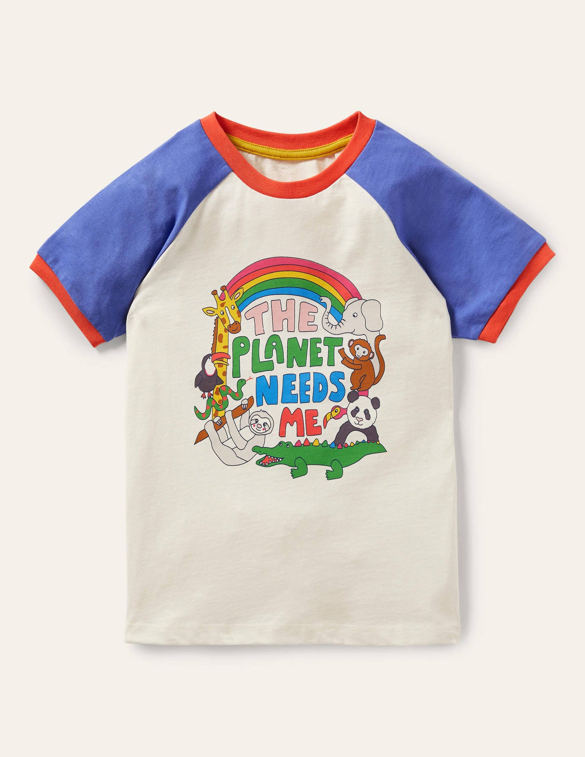 Printed Graphic Raglan T-shirt-Ivory Planet Needs Me-1