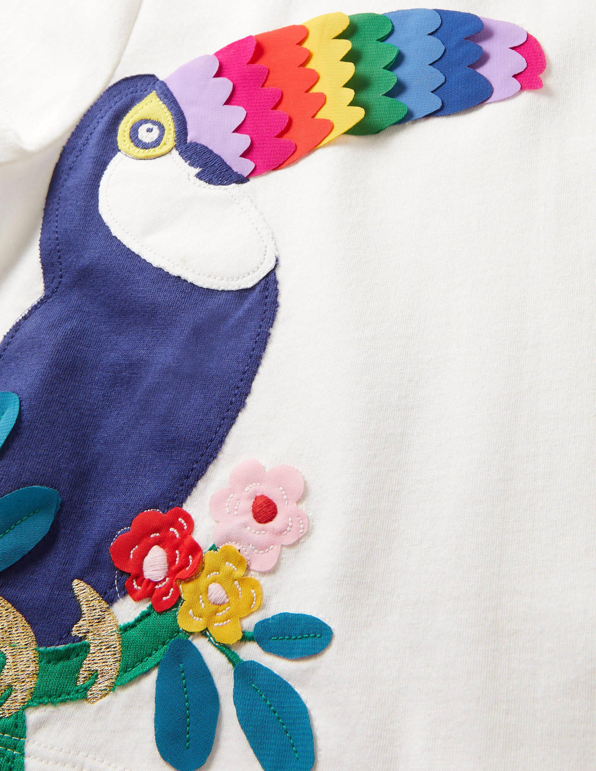 Tiered Skirt Appliqué Dress-Ivory Toucan - Image 3