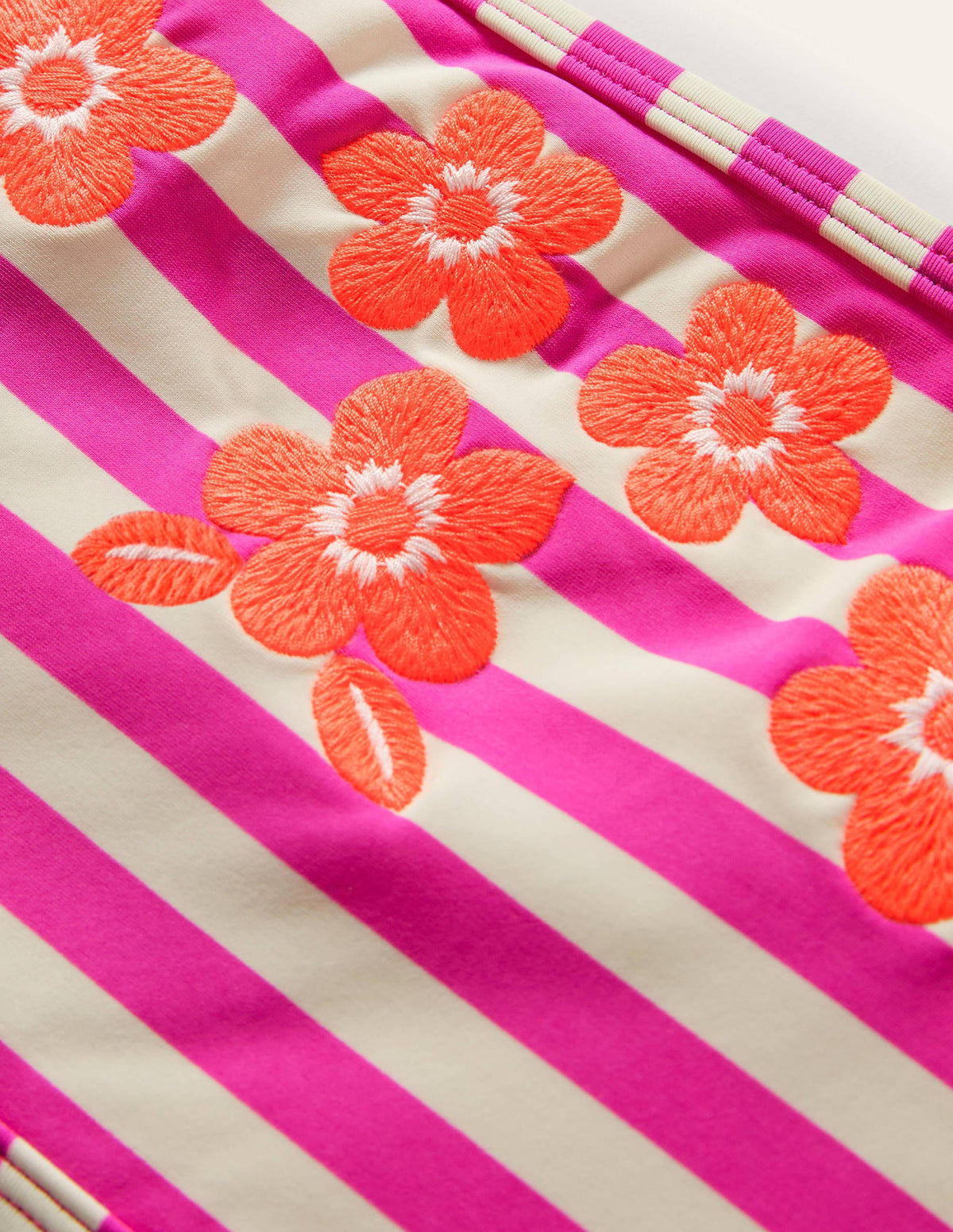 Embroidered Bikini Set-Pop Pansy Pink Stripe - Image 3