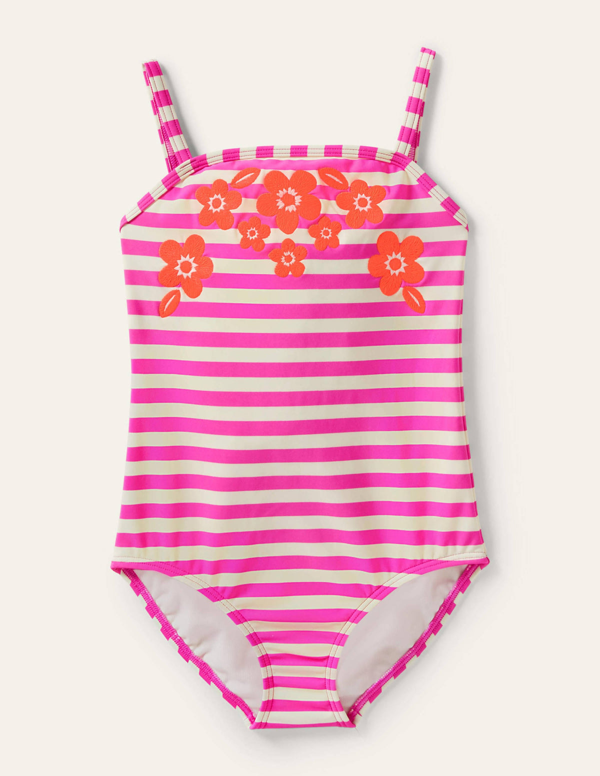 Embroidered Swimsuit-Pop Pansy Pink Stripe - Image 1