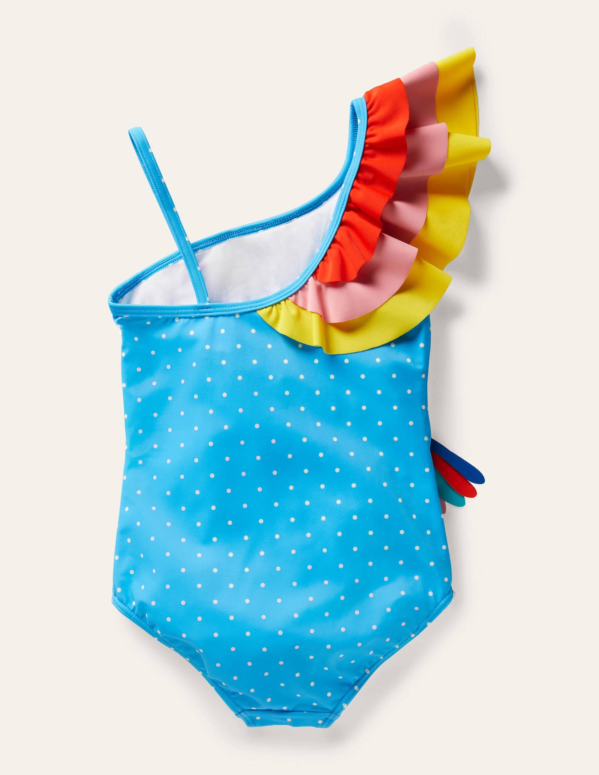 One Shoulder Appliqué Swimsuit-Georgian Blue Toucan - Image 2