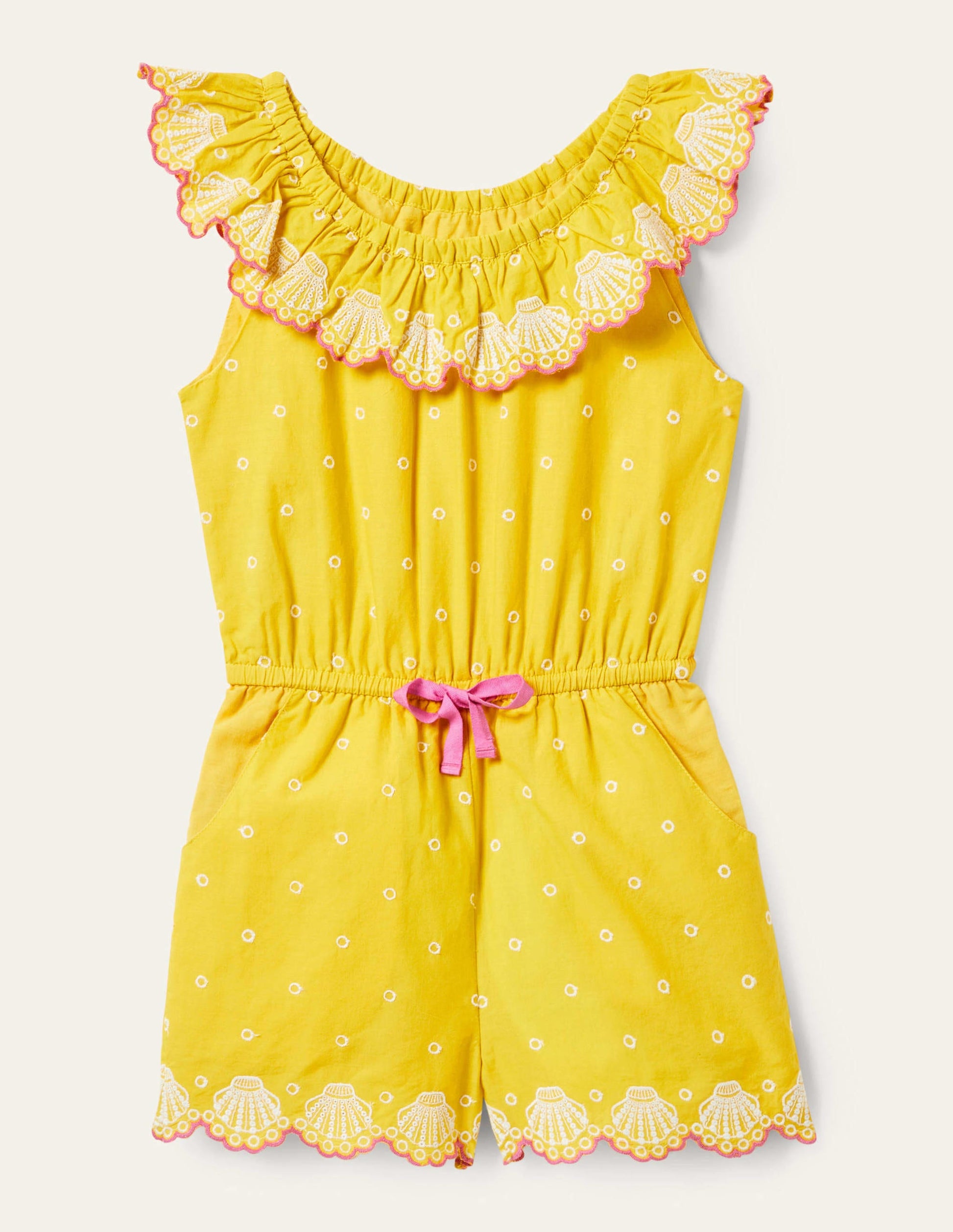 Woven Broderie Playsuit-Daffodil Yellow-1