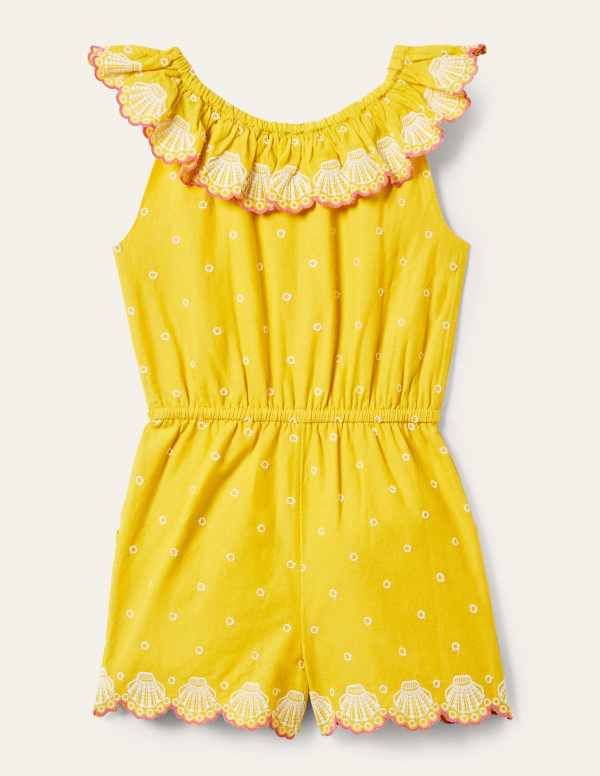 Woven Broderie Playsuit-Daffodil Yellow-2