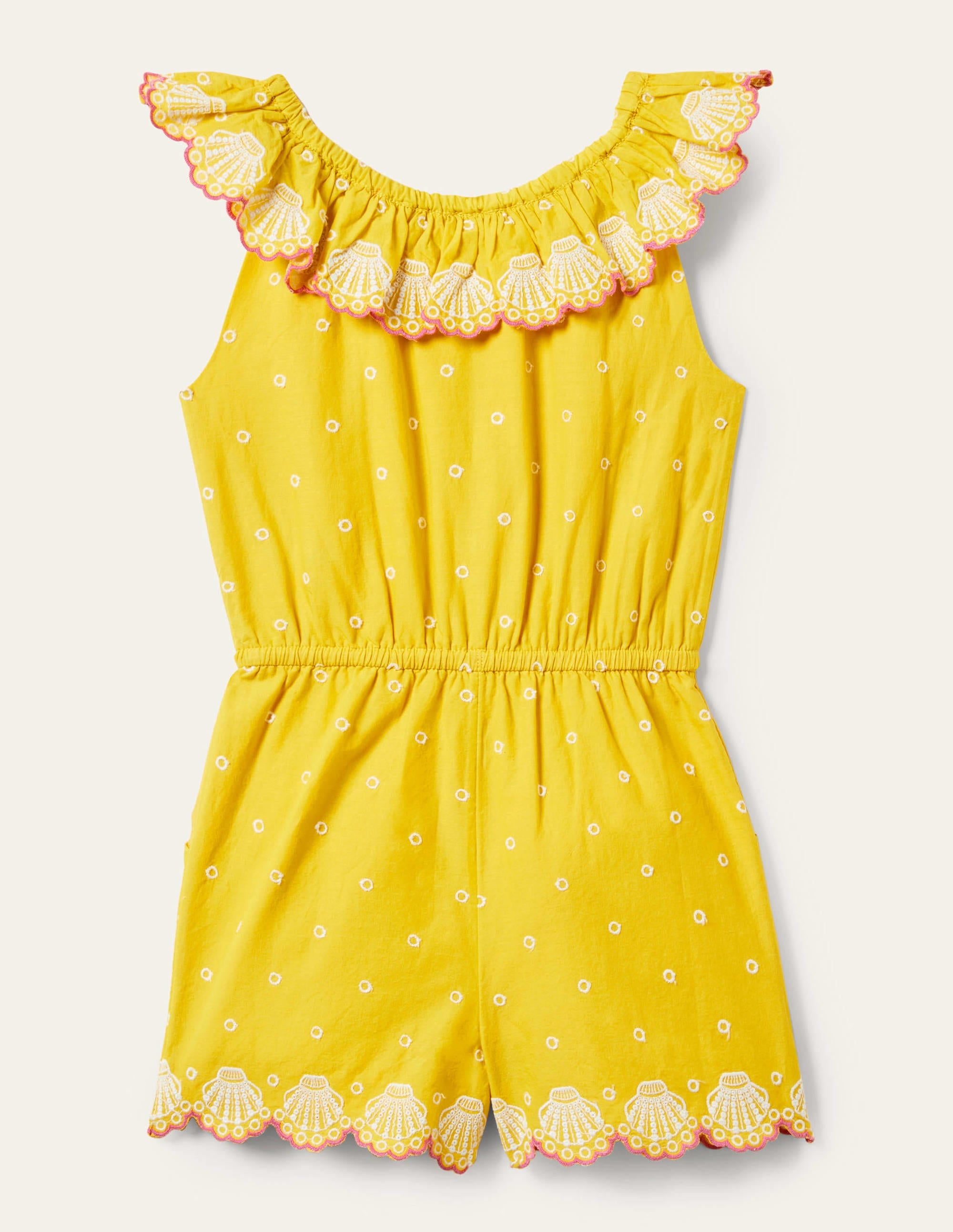 Woven Broderie Playsuit-Daffodil Yellow - Image 2