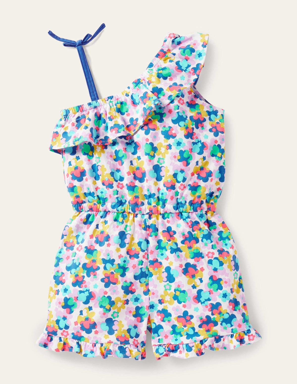 Jersey One Shoulder Romper-Multi Happy Ditsy Floral-2