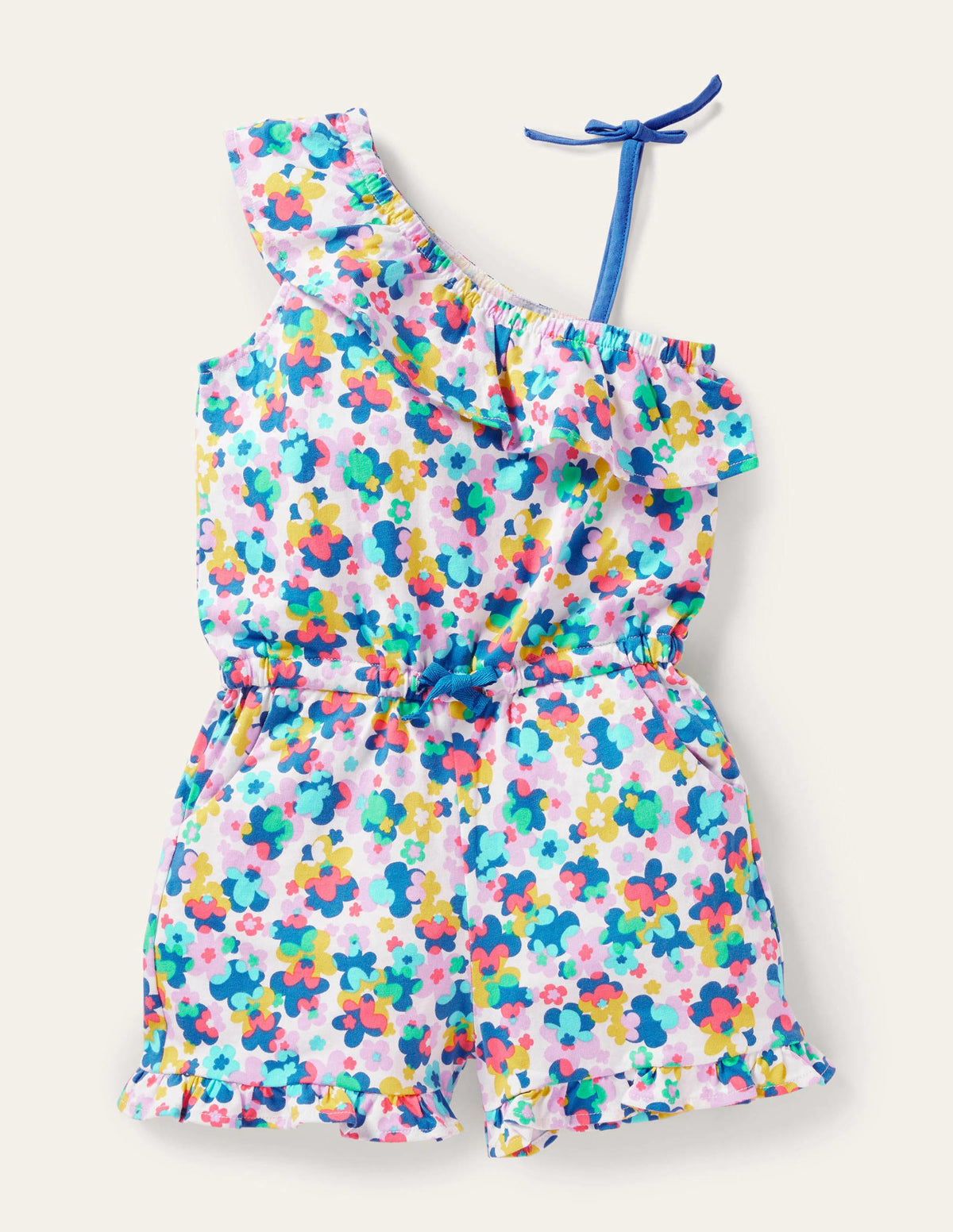 Jersey One Shoulder Romper-Multi Happy Ditsy Floral - Image 1