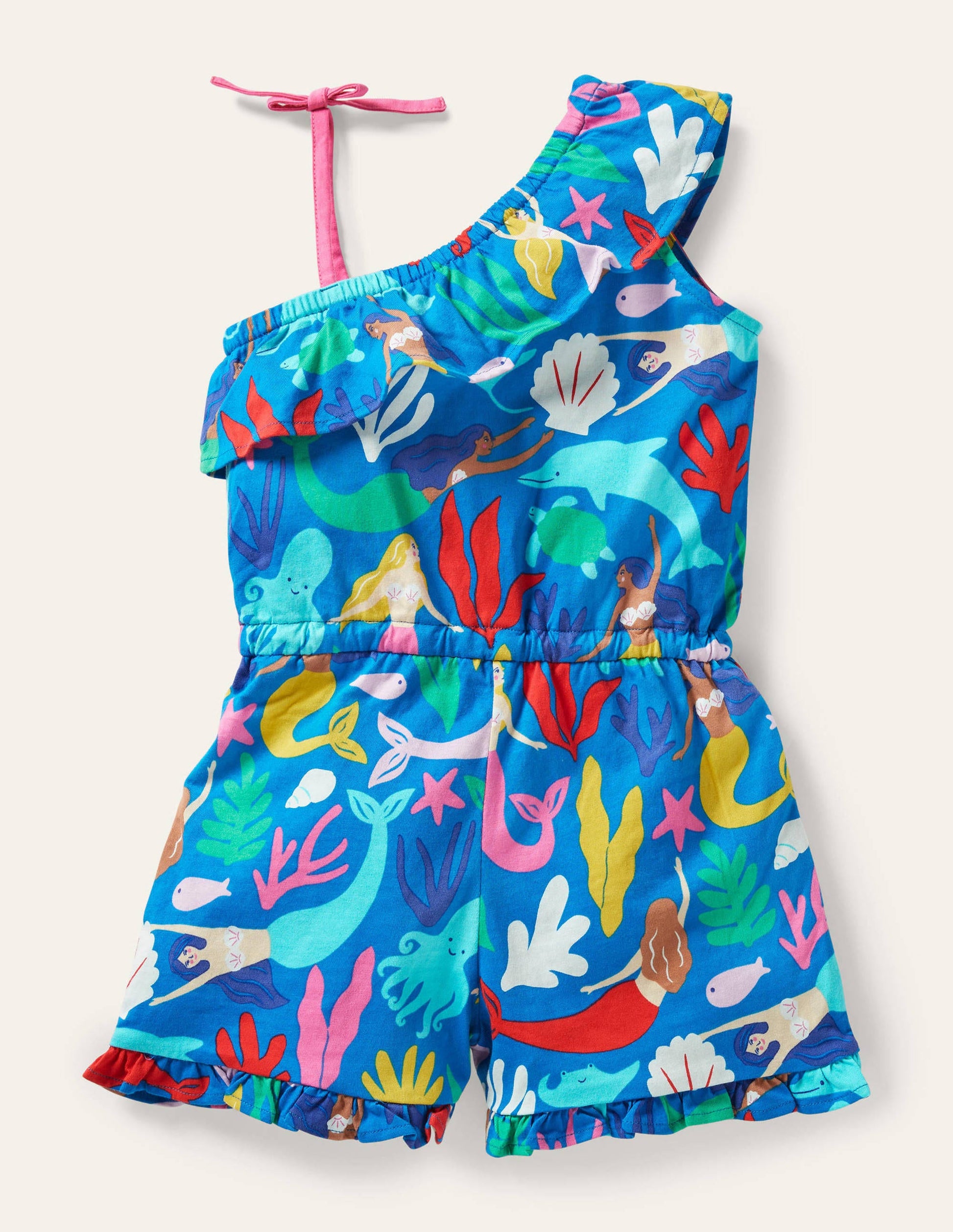 Jersey One Shoulder Romper-Blue Mermaids-2