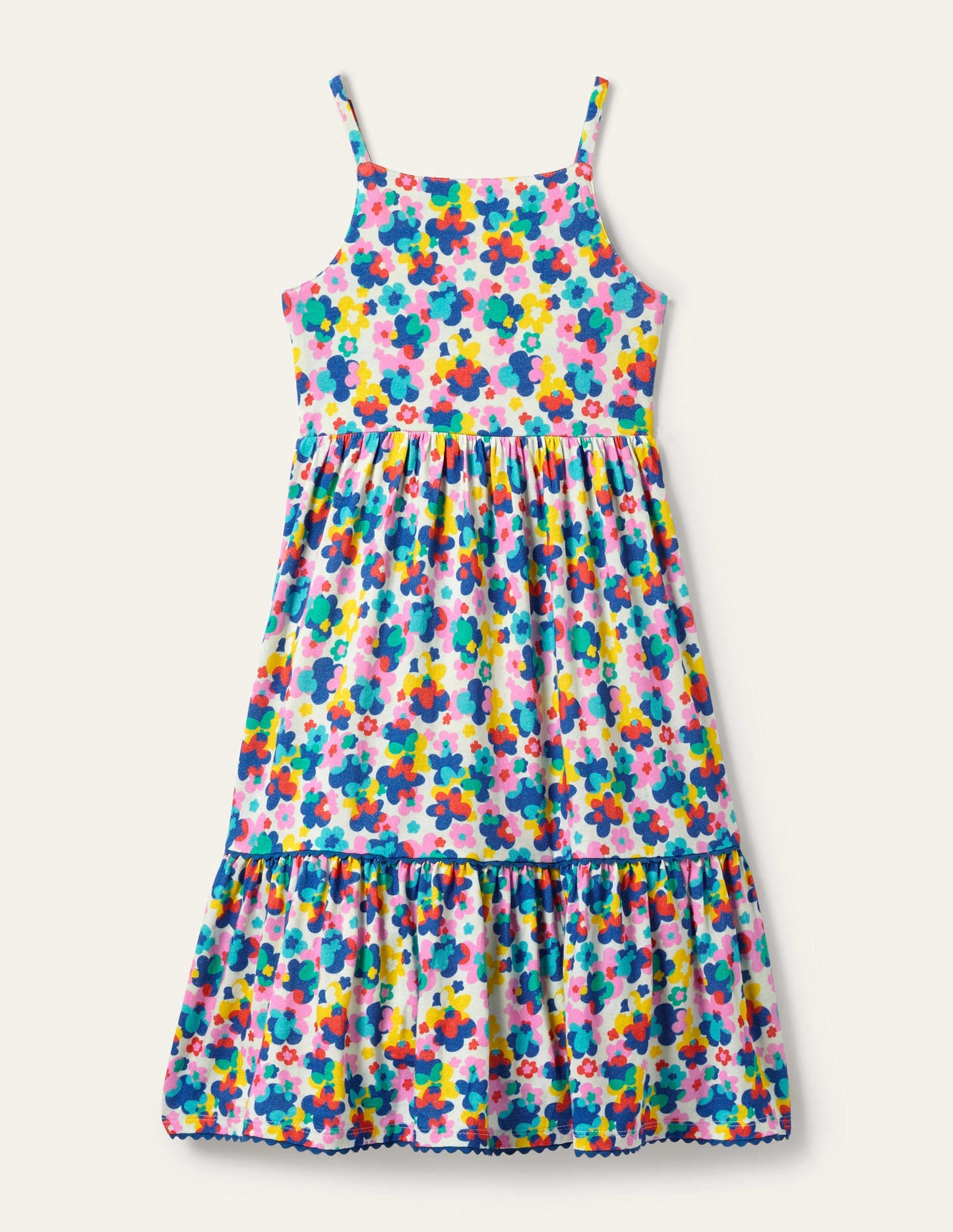 Floral Print Tiered Maxi Dress-Multi Happy Ditsy Floral