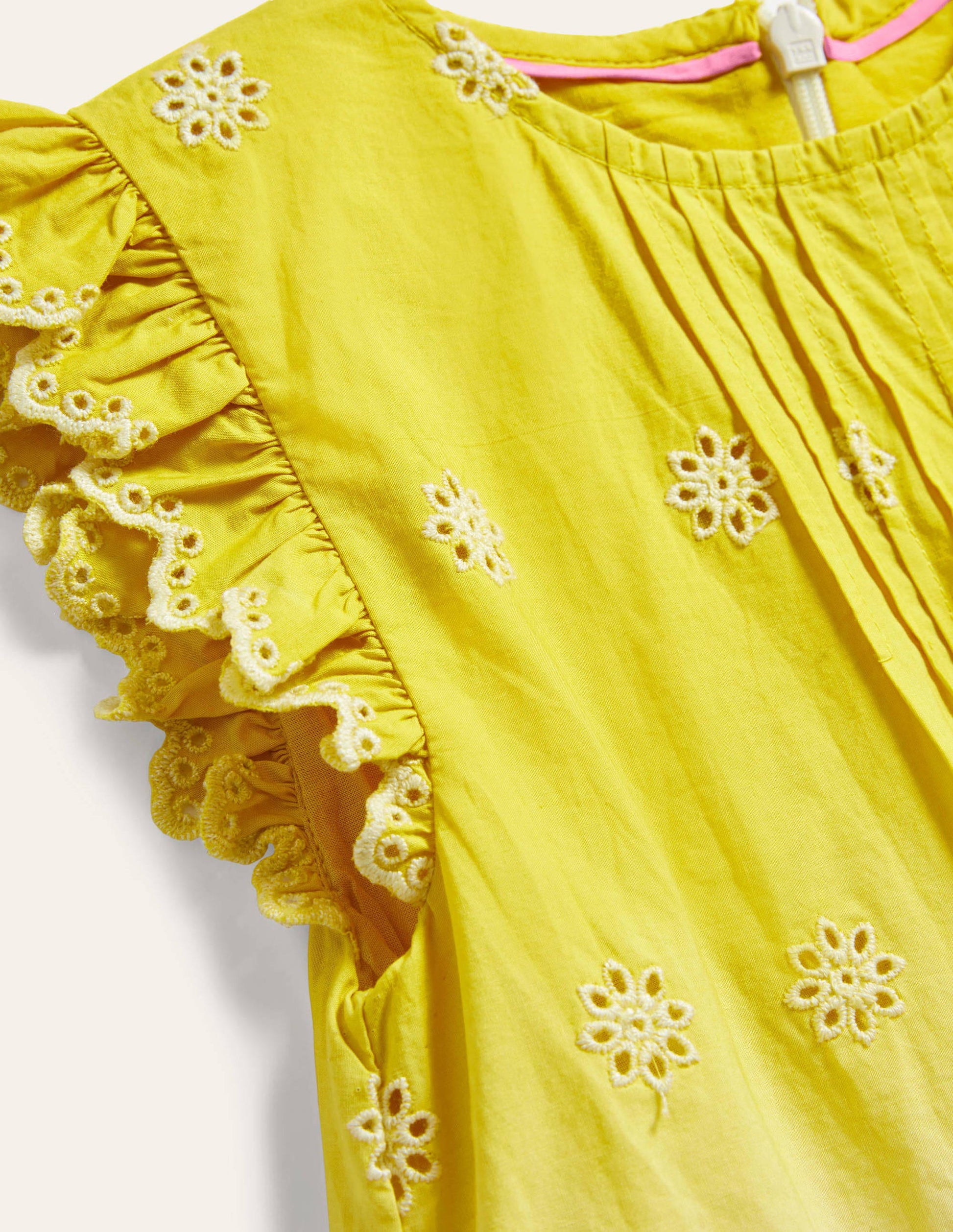 Broderie Dress-Daffodil Yellow/Pink Ombre-3