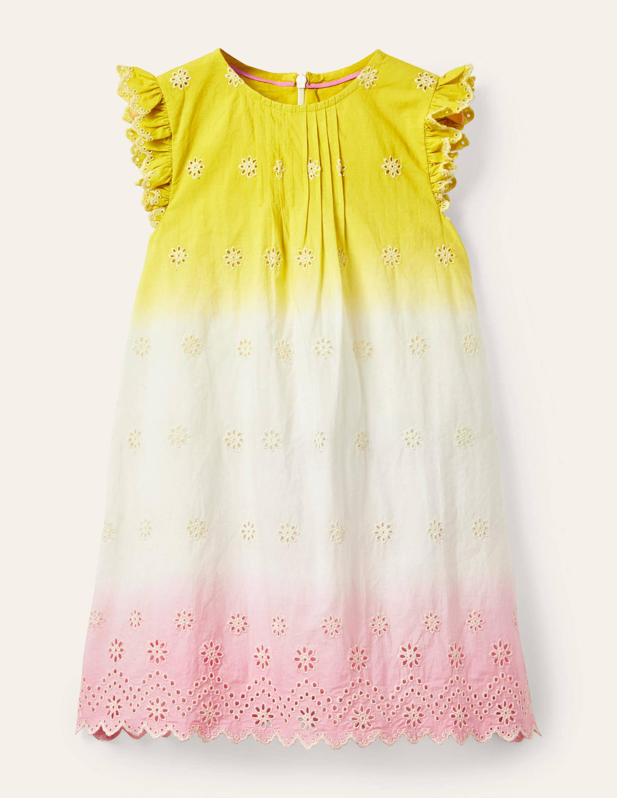 Broderie Dress-Daffodil Yellow/Pink Ombre - Image 1