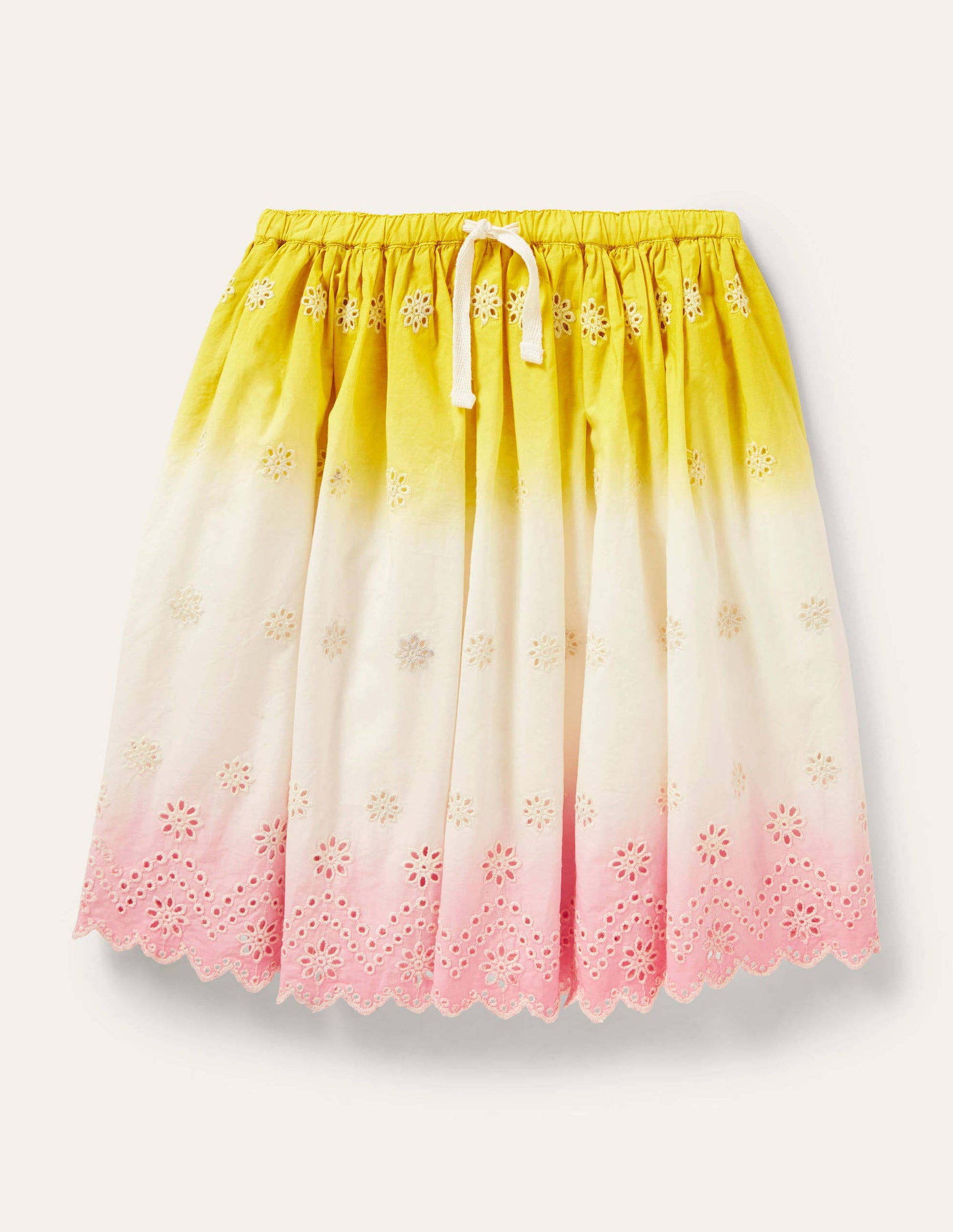 Twirly Midi Skirt-Daffodil Yellow/Pink Dip Dye-1