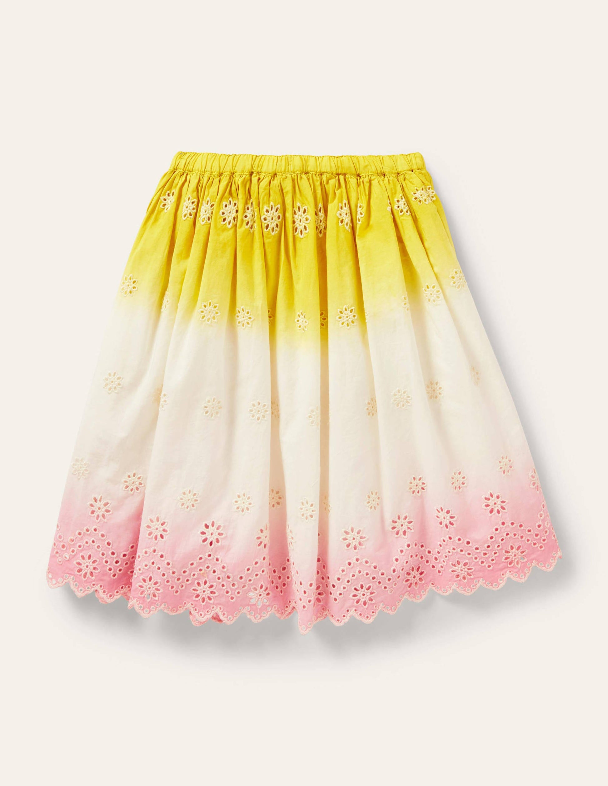 Twirly Midi Skirt-Daffodil Yellow/Pink Dip Dye-2