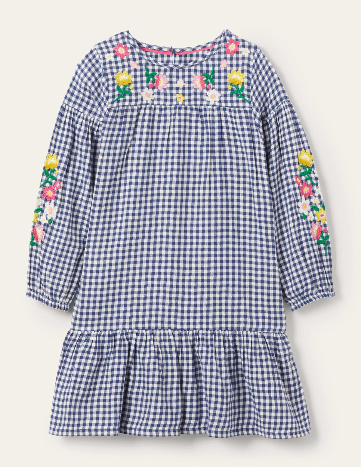Embroidered Woven Dress-Starboard Blue Gingham - Image 1