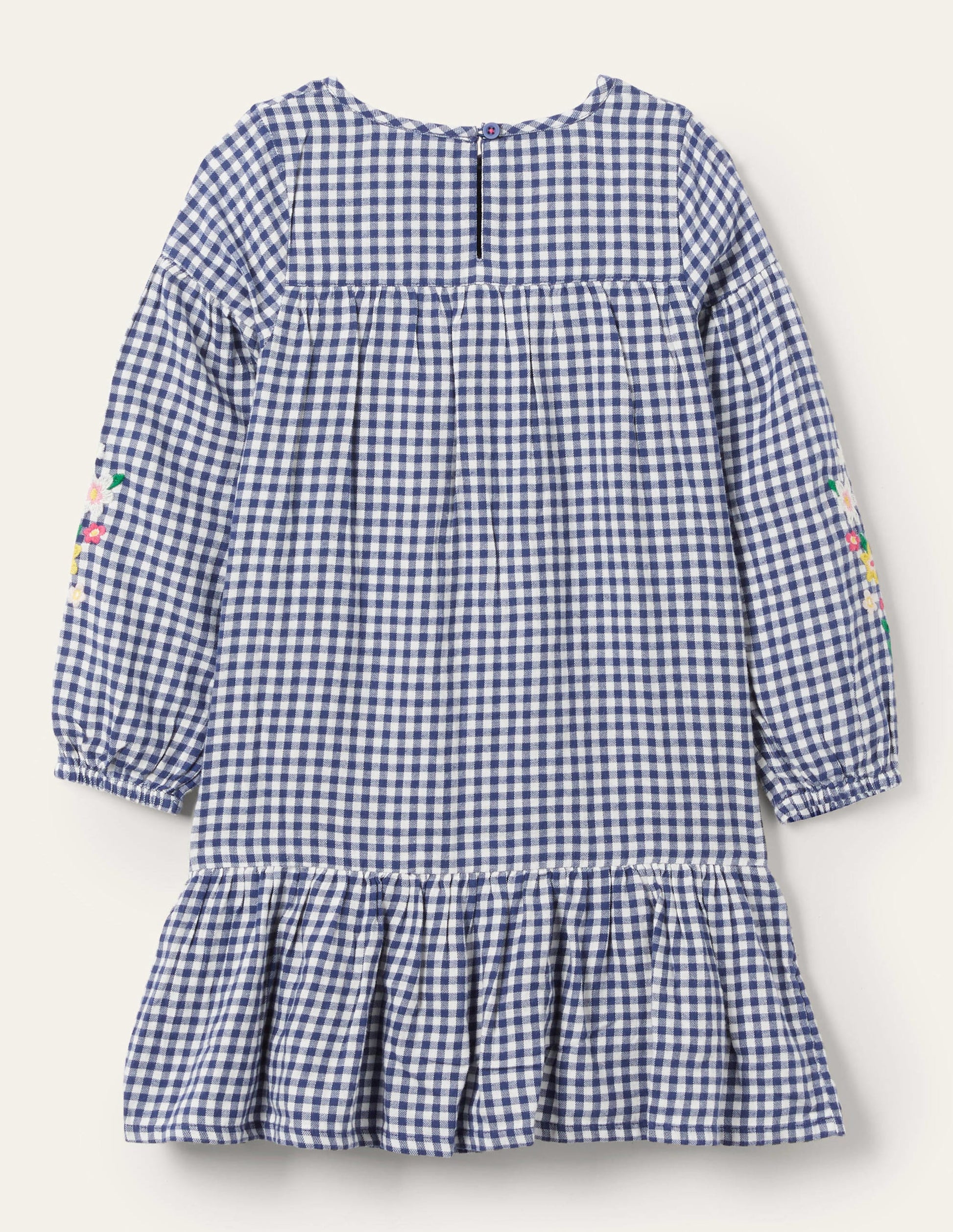 Embroidered Woven Dress-Starboard Blue Gingham-2
