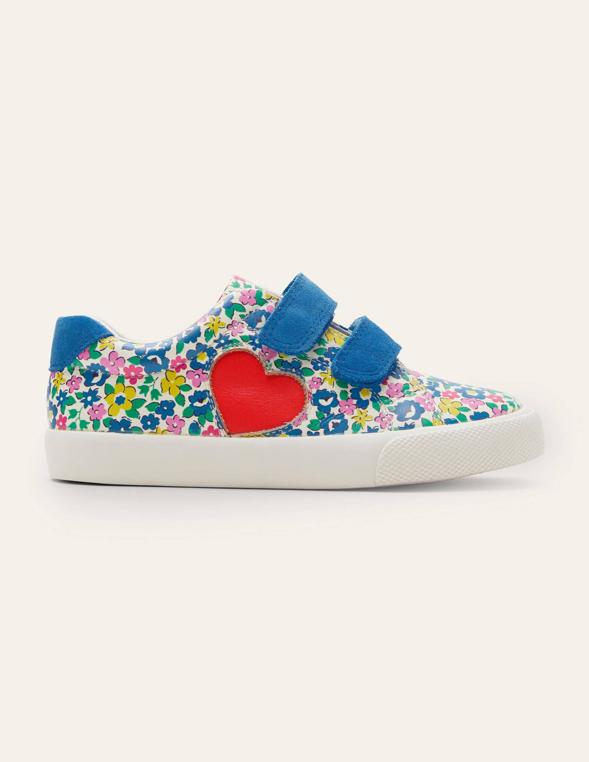 Fun Two Strap Sneakers-Floral Applique Heart - Image 2