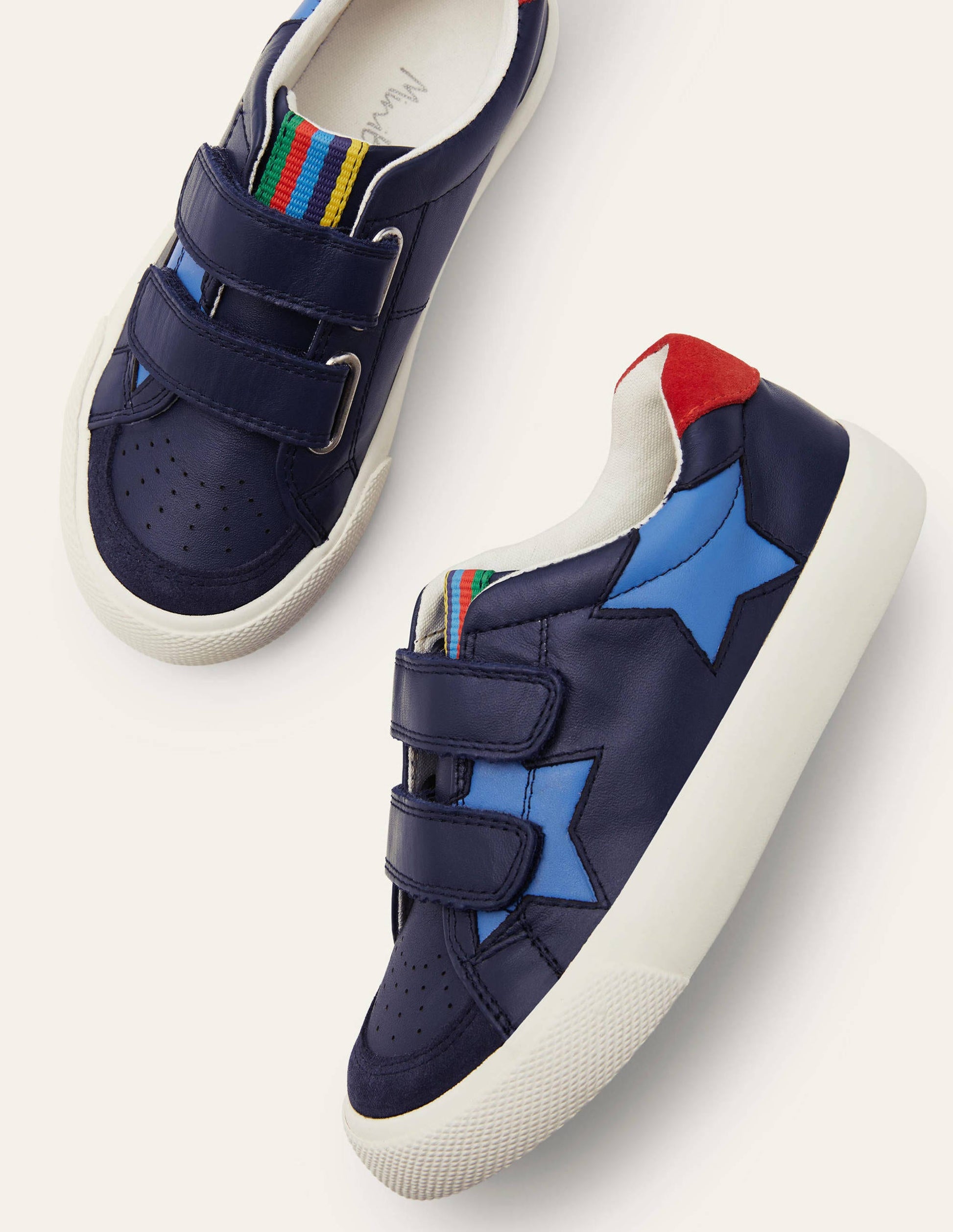 Leather Low Top Sneakers-College Navy Stars-1