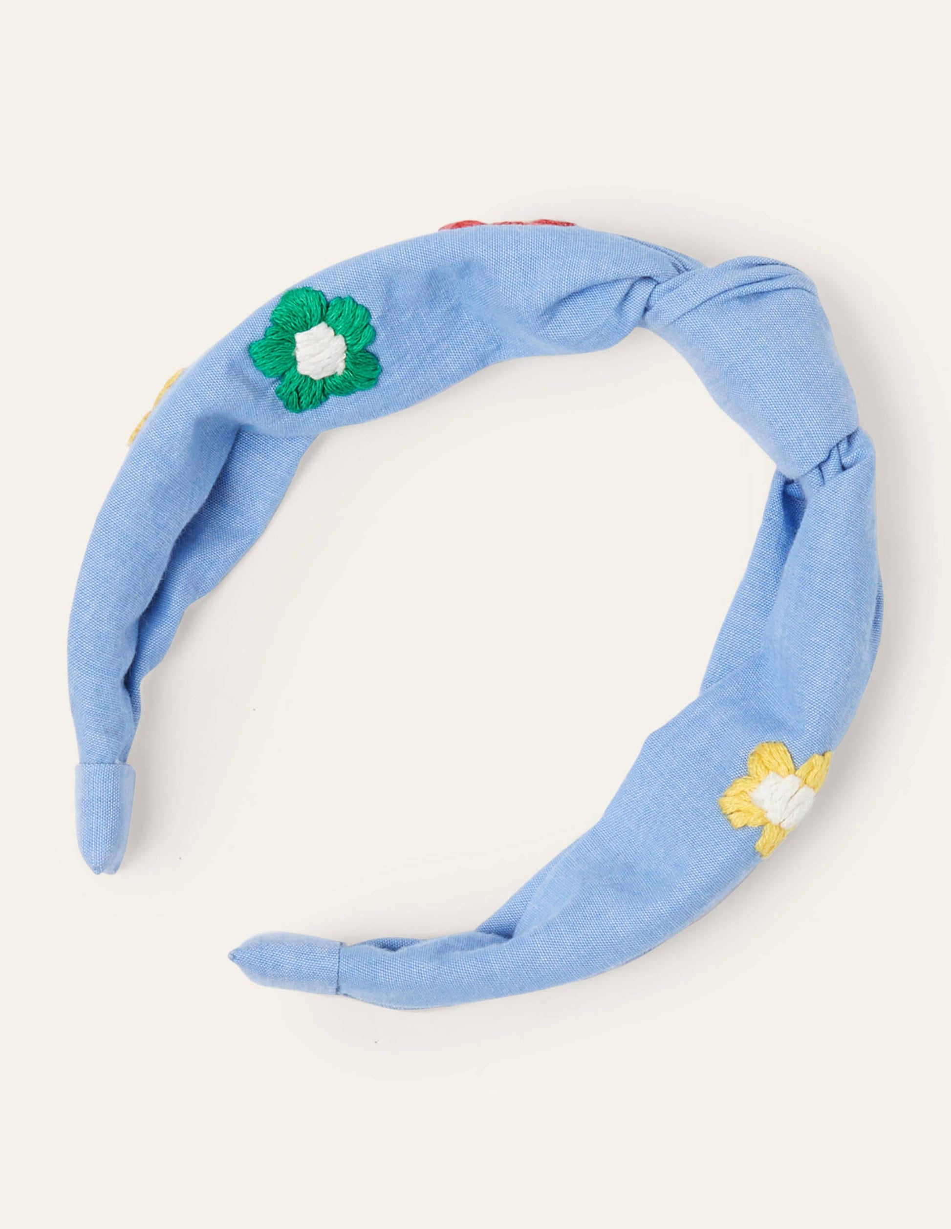 Twist Headband-Chambray Flowers-1