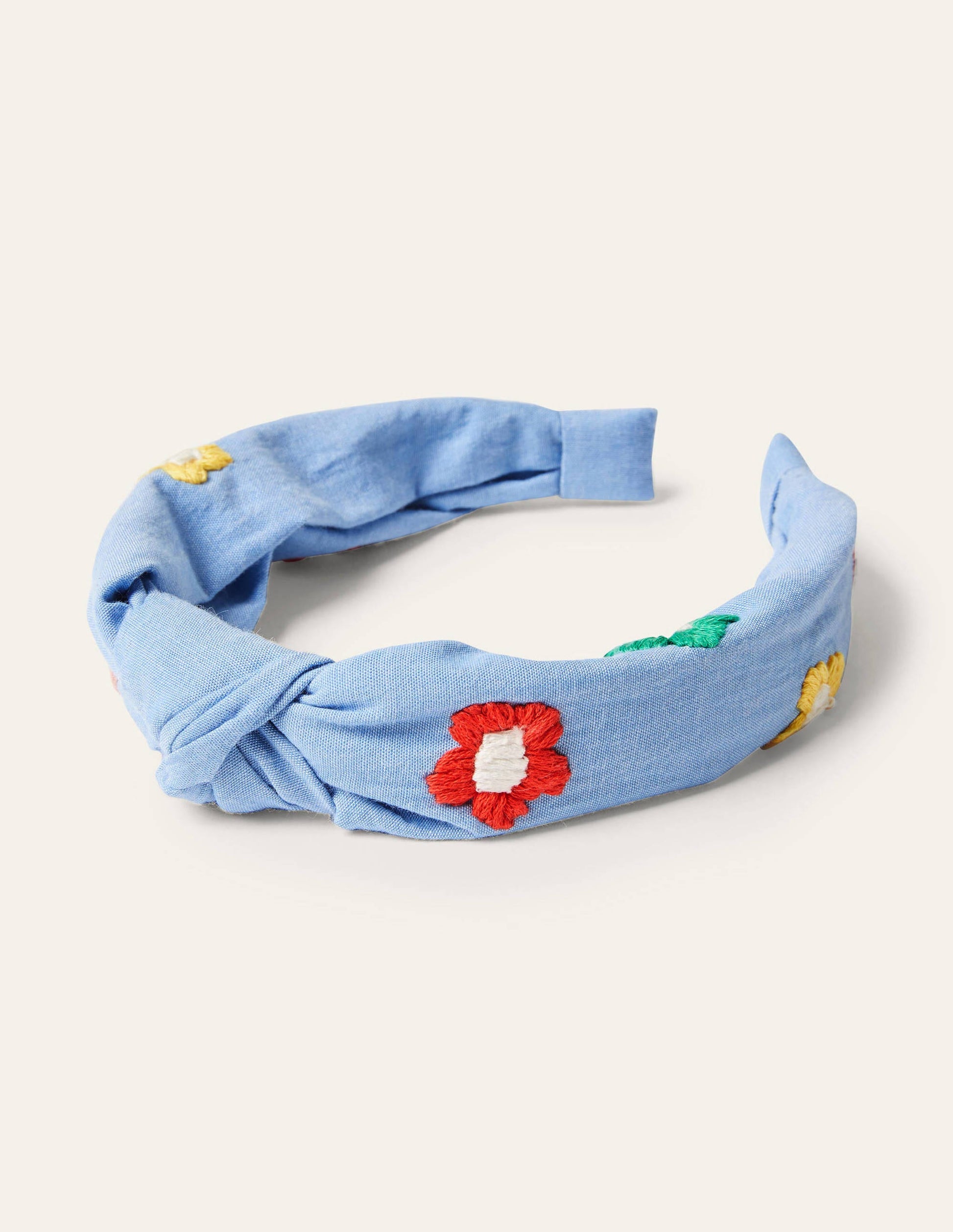 Twist Headband-Chambray Flowers-2