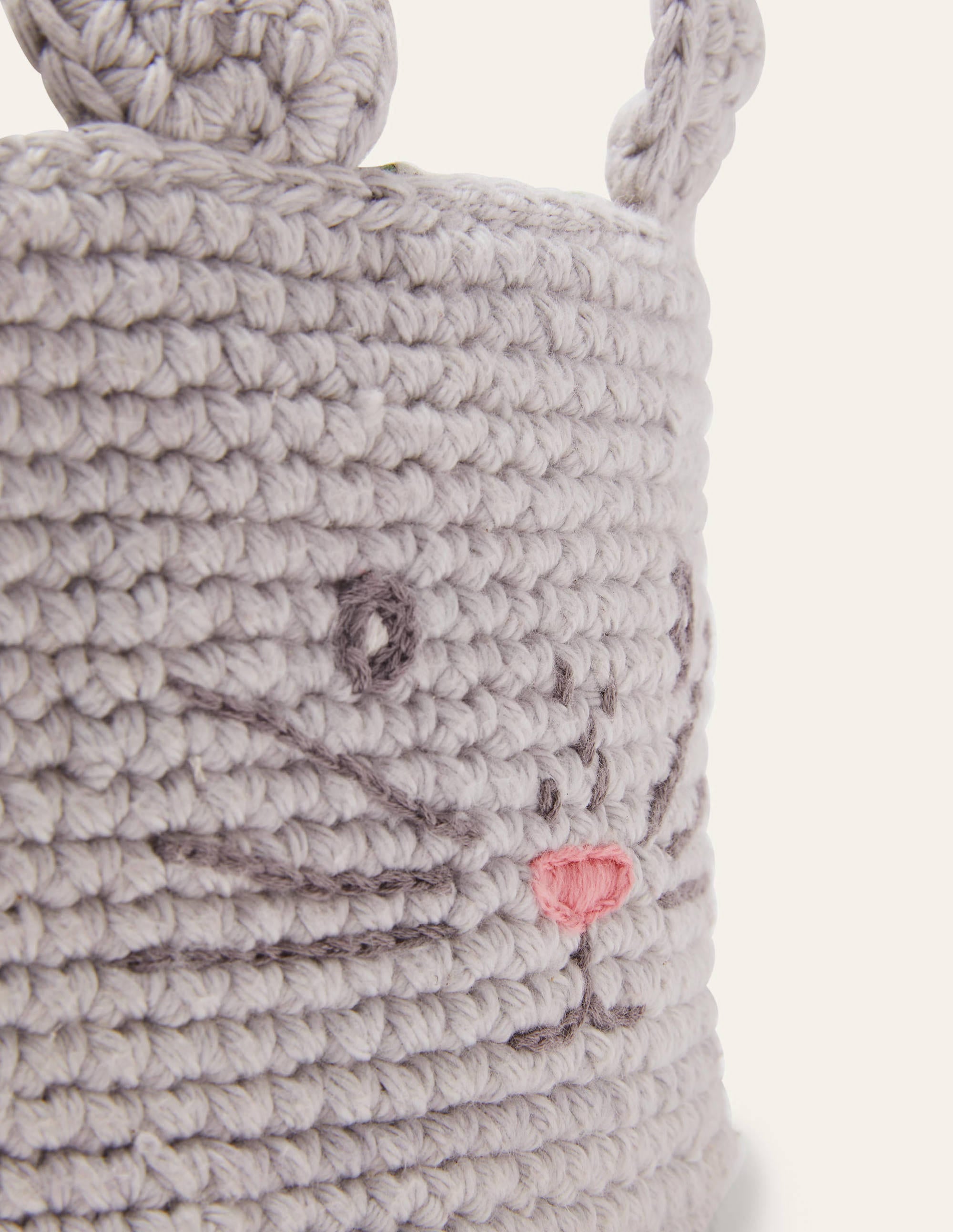 Crochet Bunny Basket-Grey Bunny - Image 4