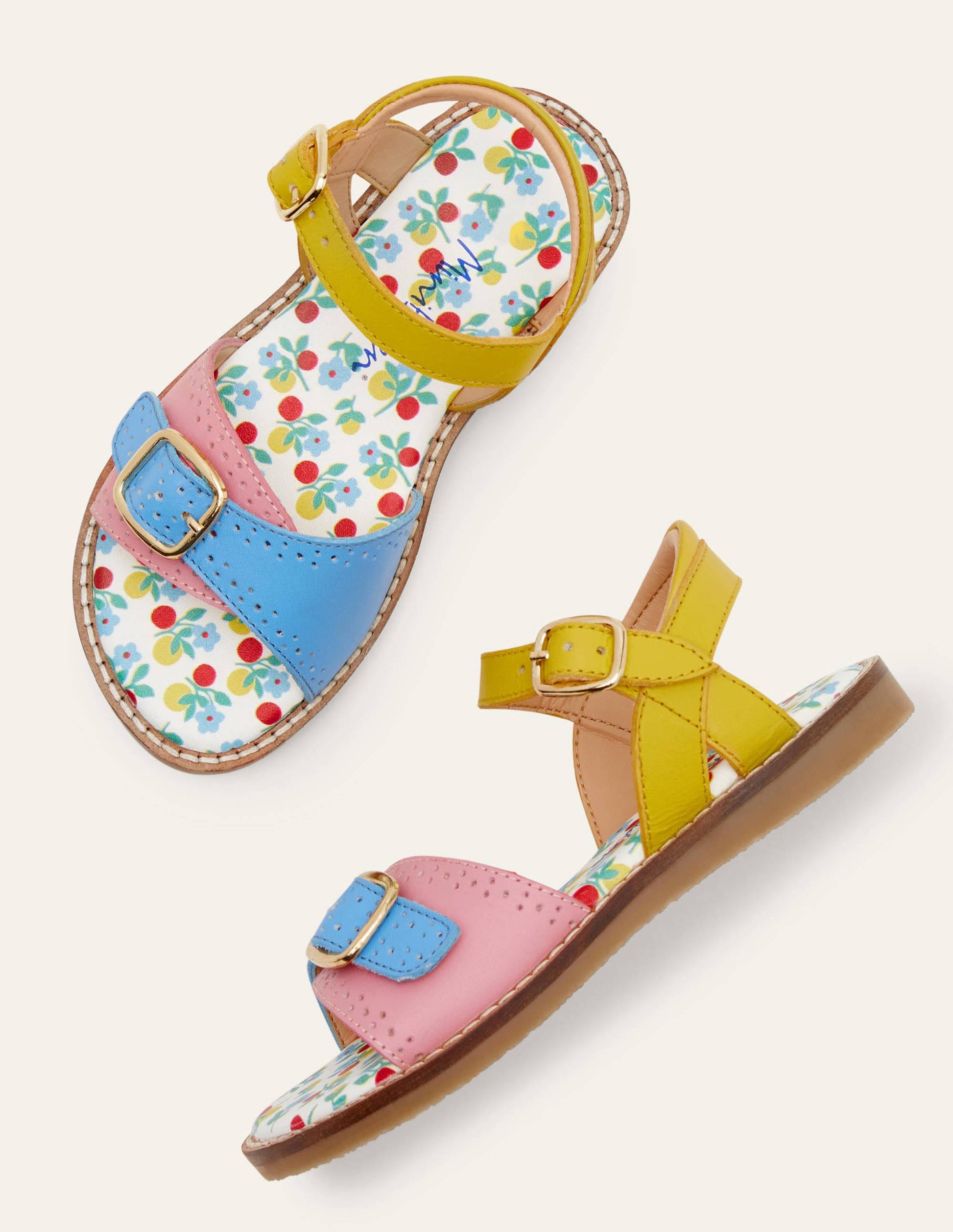 Leather Buckle Sandals-Multi Leather-1