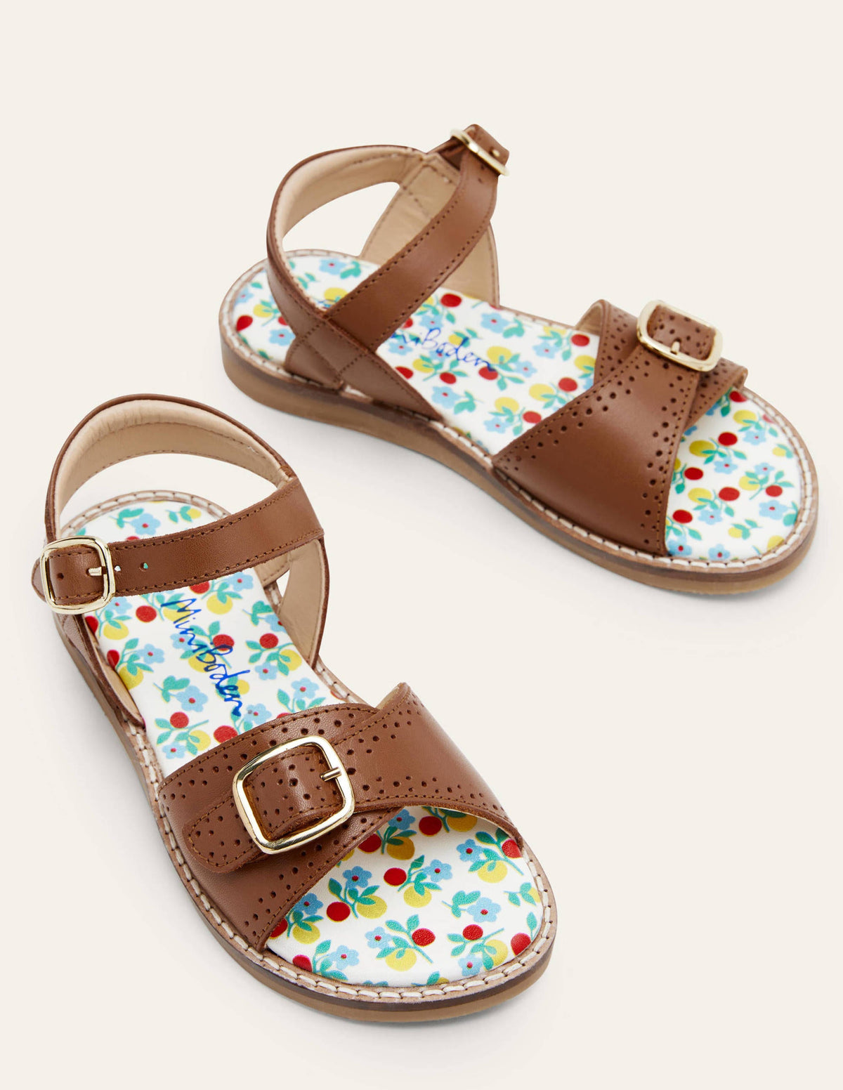 Leather Buckle Sandals-Tan Leather - Image 1