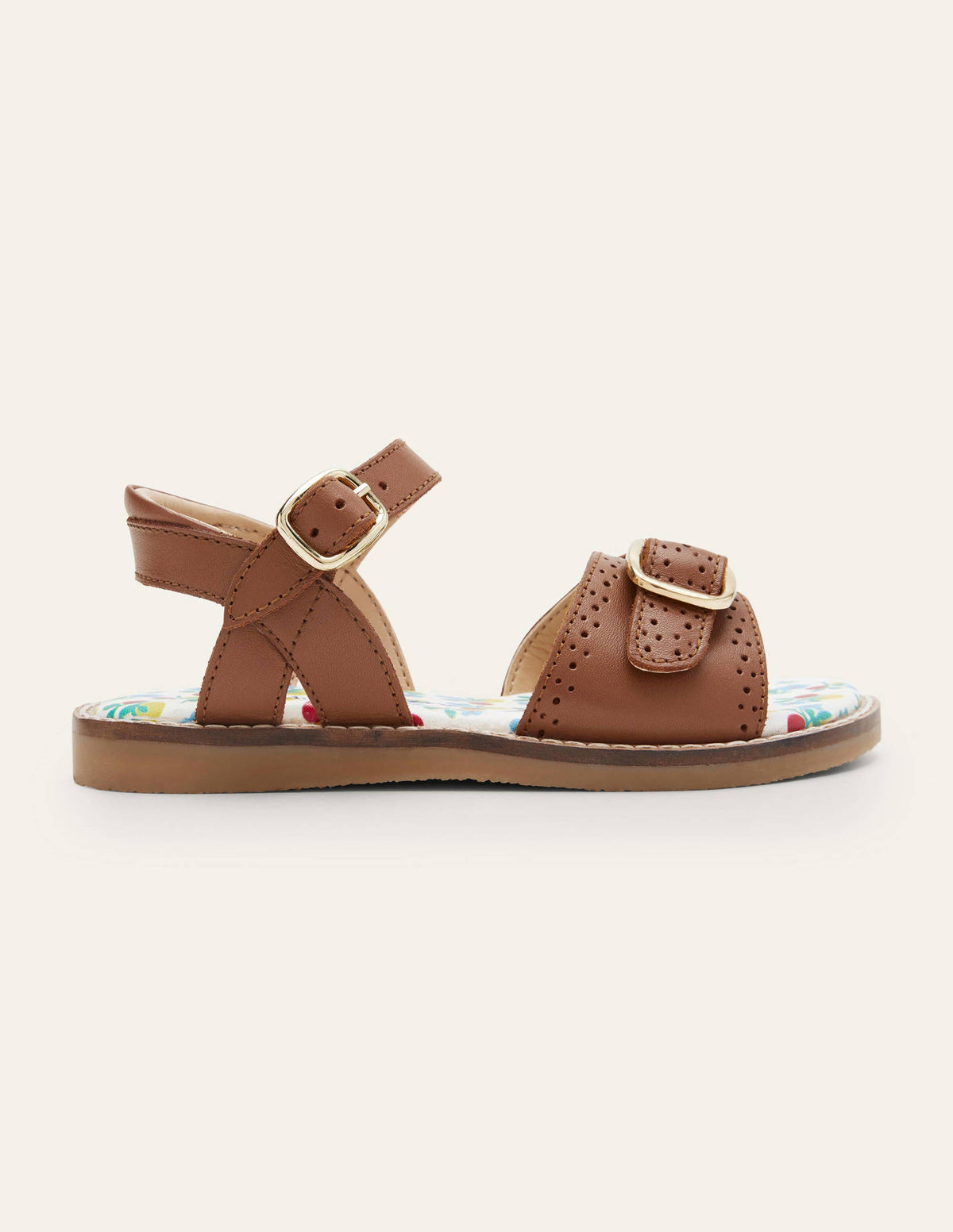 Leather Buckle Sandals-Tan Leather-2