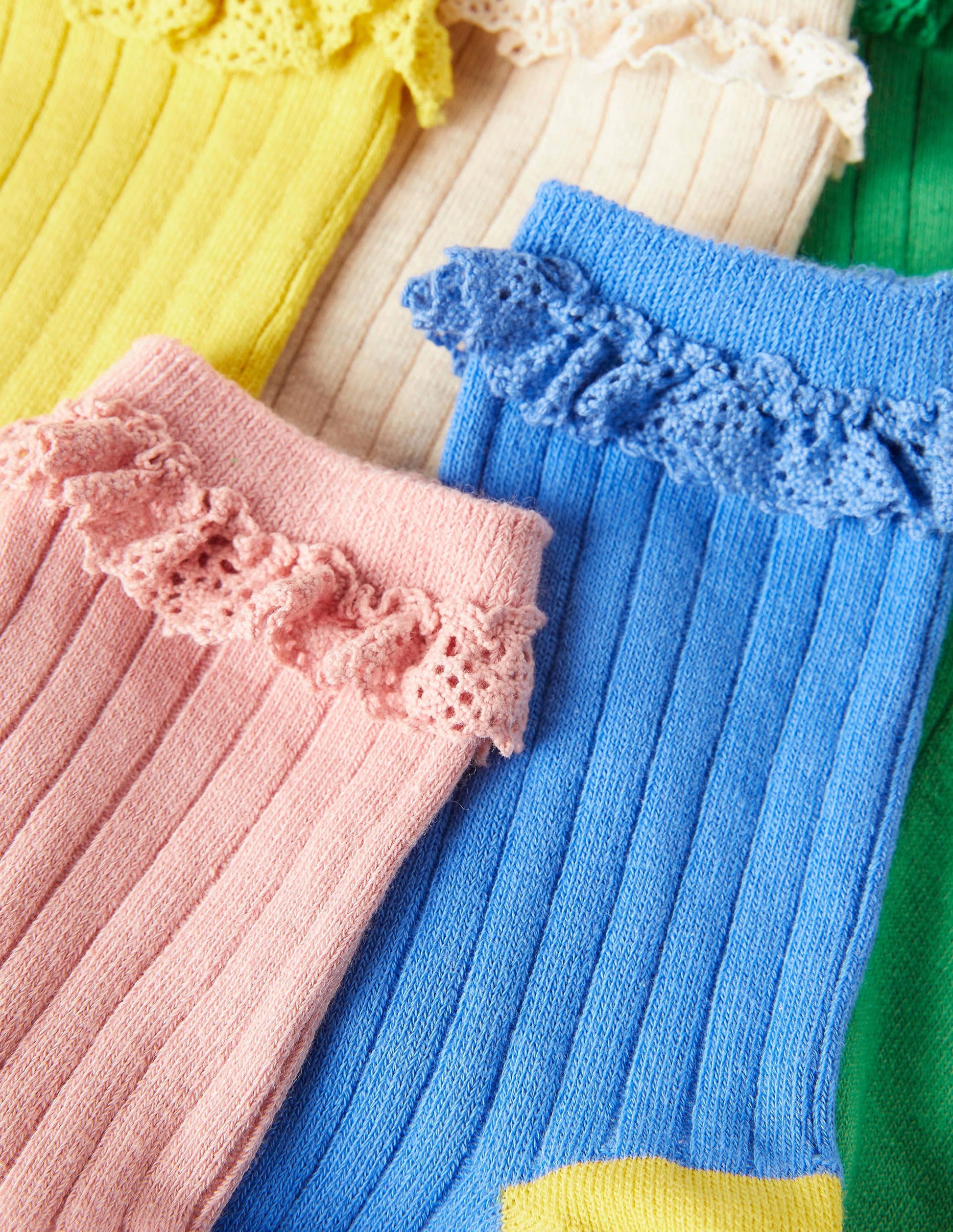 Ribbed Frilly Socks 5 Pack-Multi Pastel-4