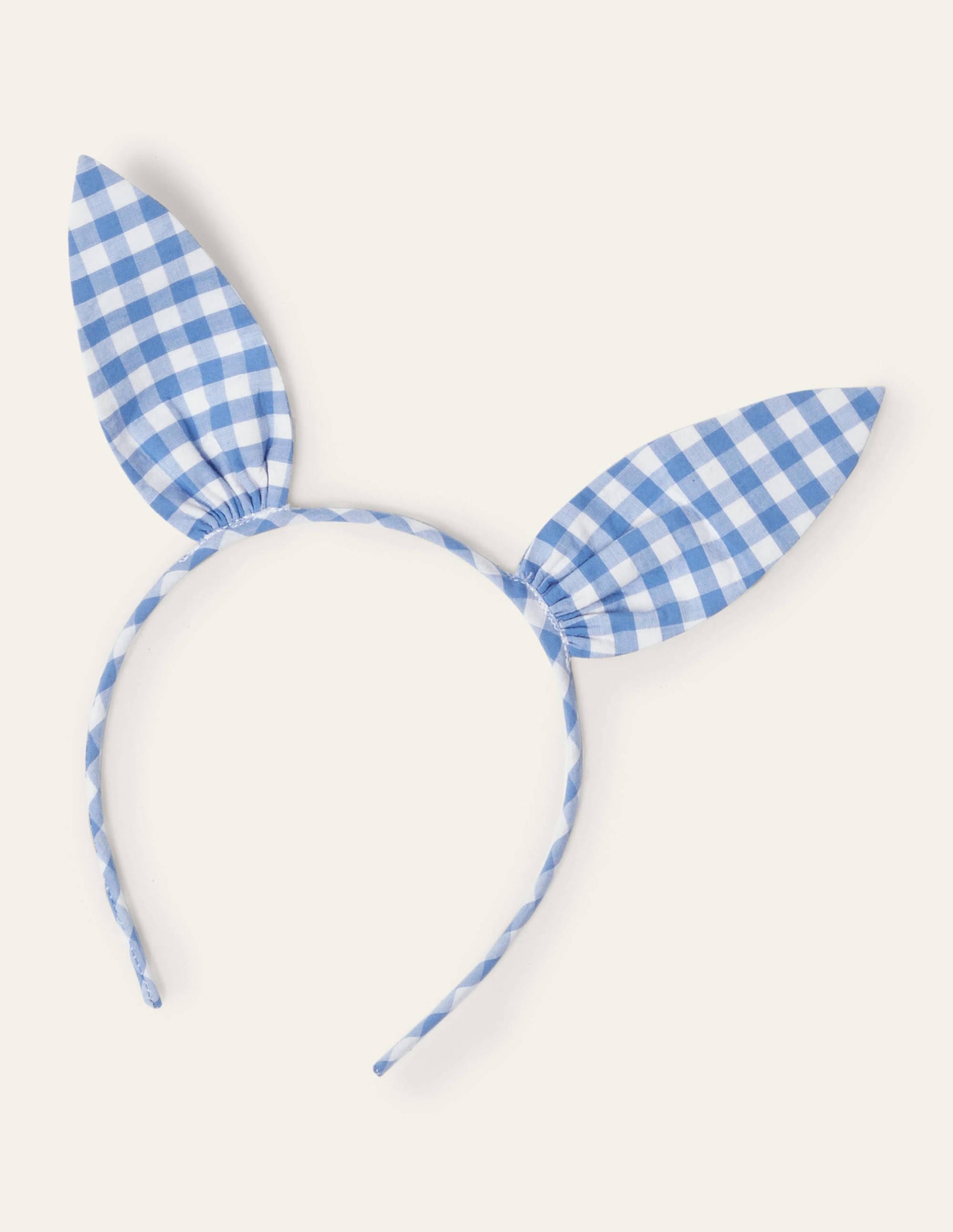 Bunny Ears Headband-Blue Gingham-1