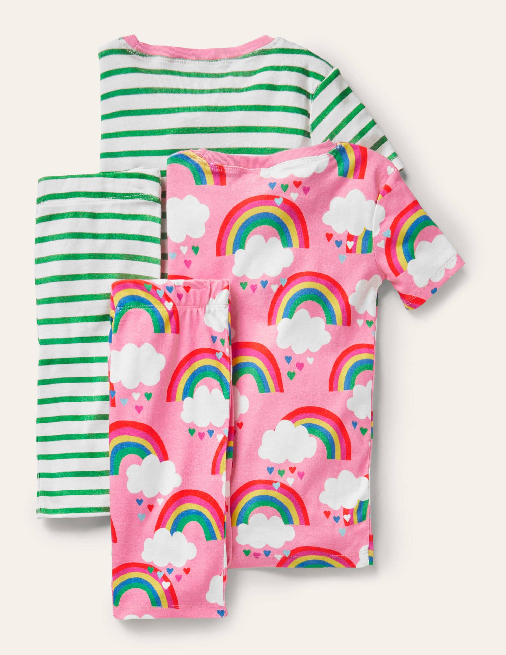 Twin Pack Short John Pajamas-Pink Lemonade Rainbows-2