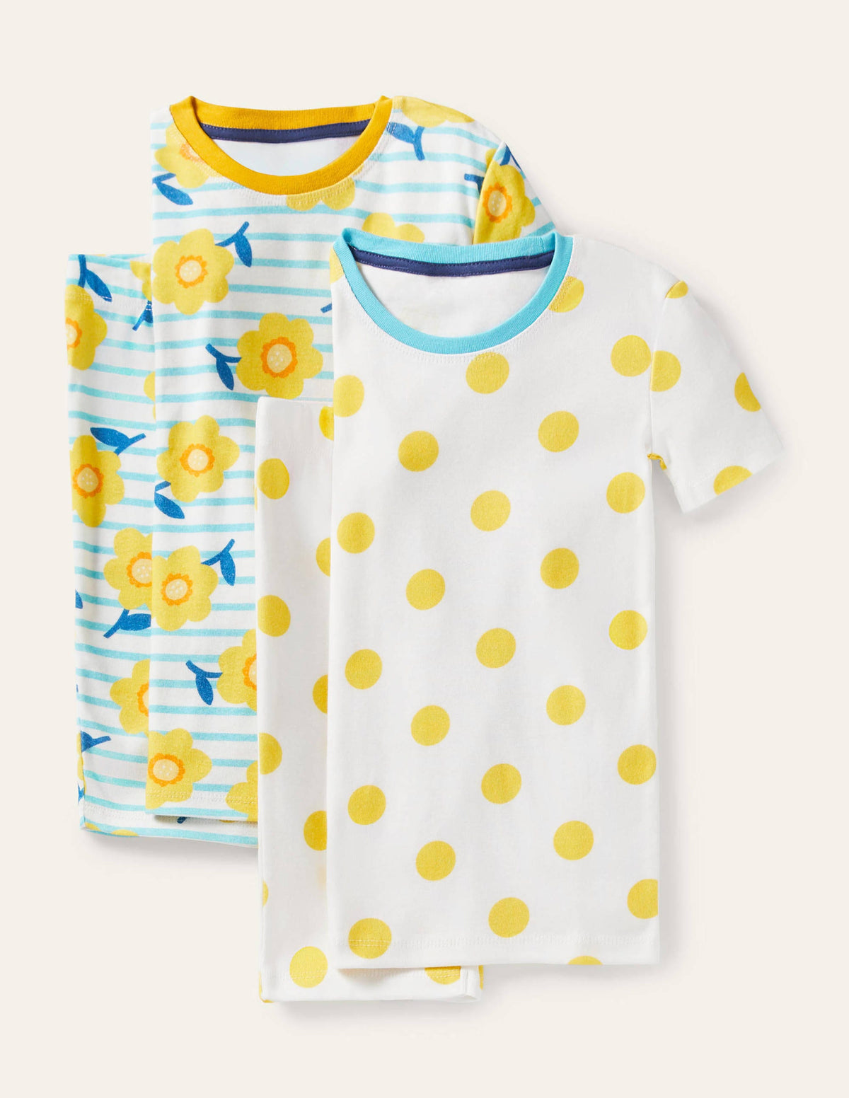 Twin Pack Short John Pajamas-Aqua Blue Daffodil - Image 1