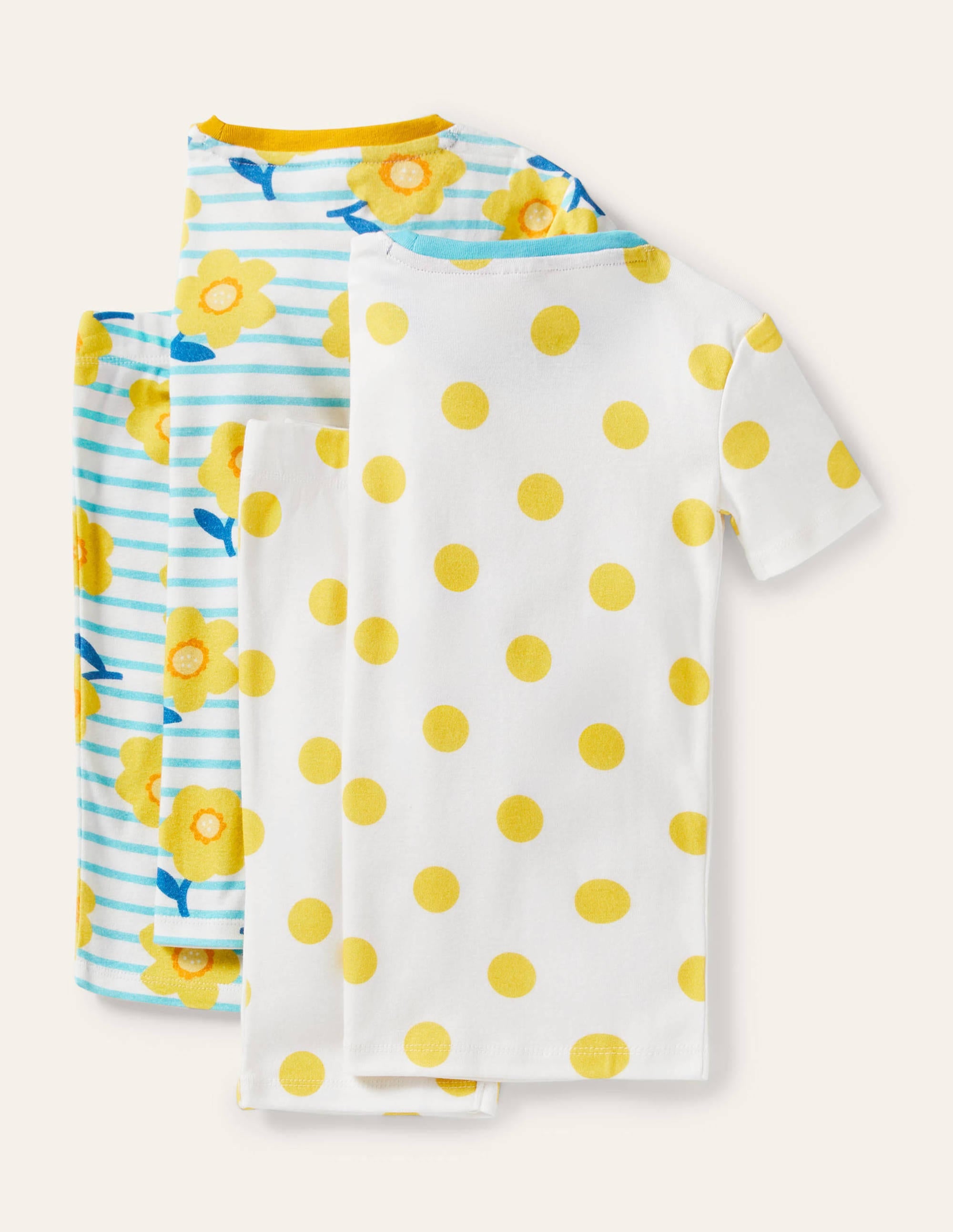 Twin Pack Short John Pajamas-Aqua Blue Daffodil - Image 2