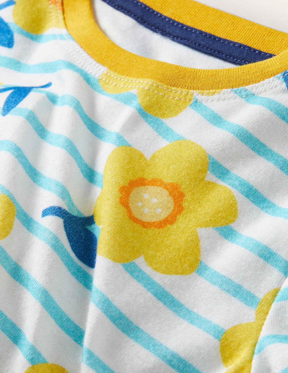 Twin Pack Short John Pajamas-Aqua Blue Daffodil - Image 3