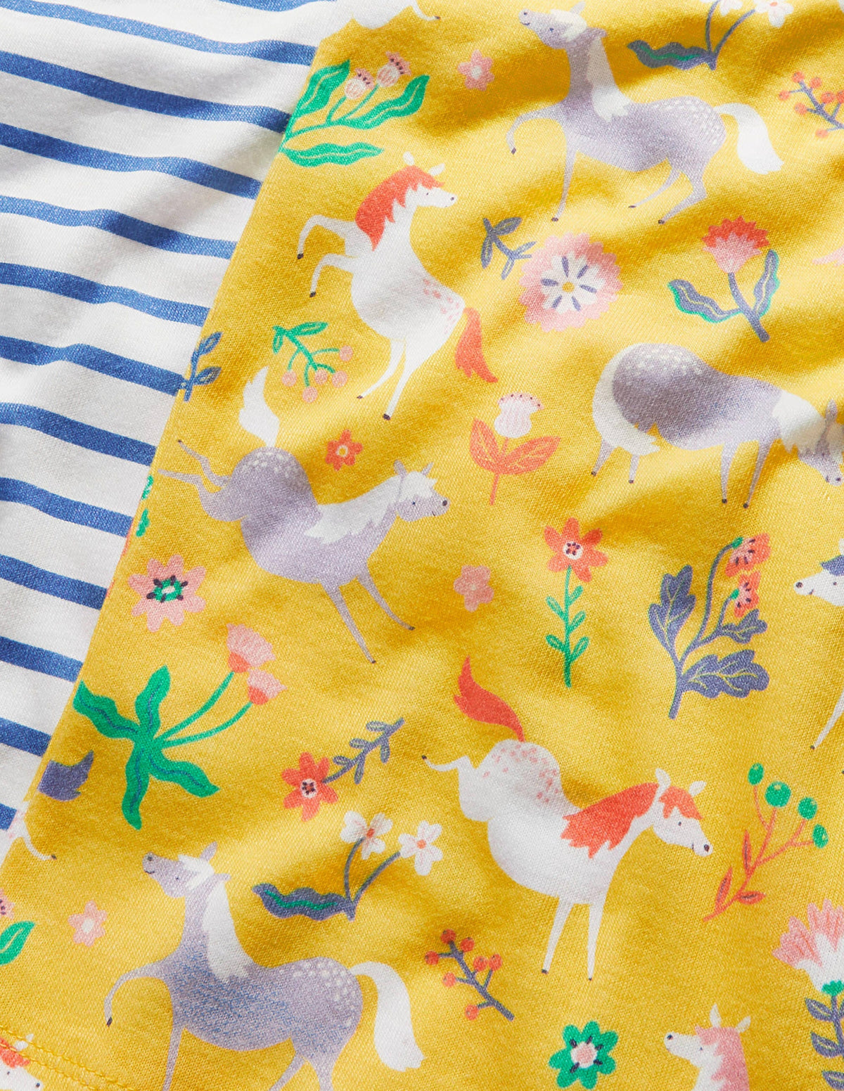 Twin Pack Short John Pajamas-Sweetcorn Yellow Ponies - Image 3