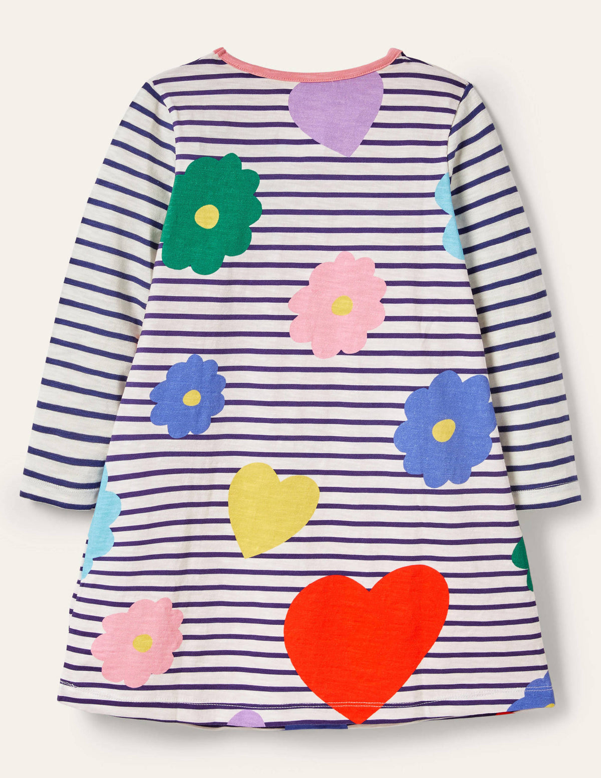 Fun Pocket Jersey Dress-Ivory/Blue Rainbow Flowers - Image 2