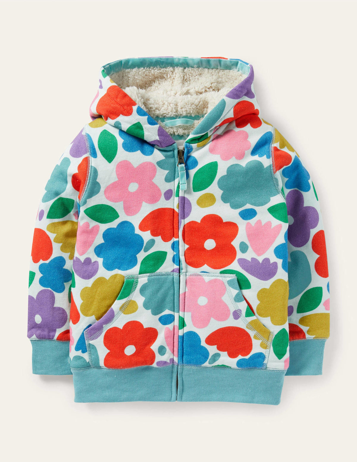 Shaggy-lined Hoodie-Multi Painted Floral-1
