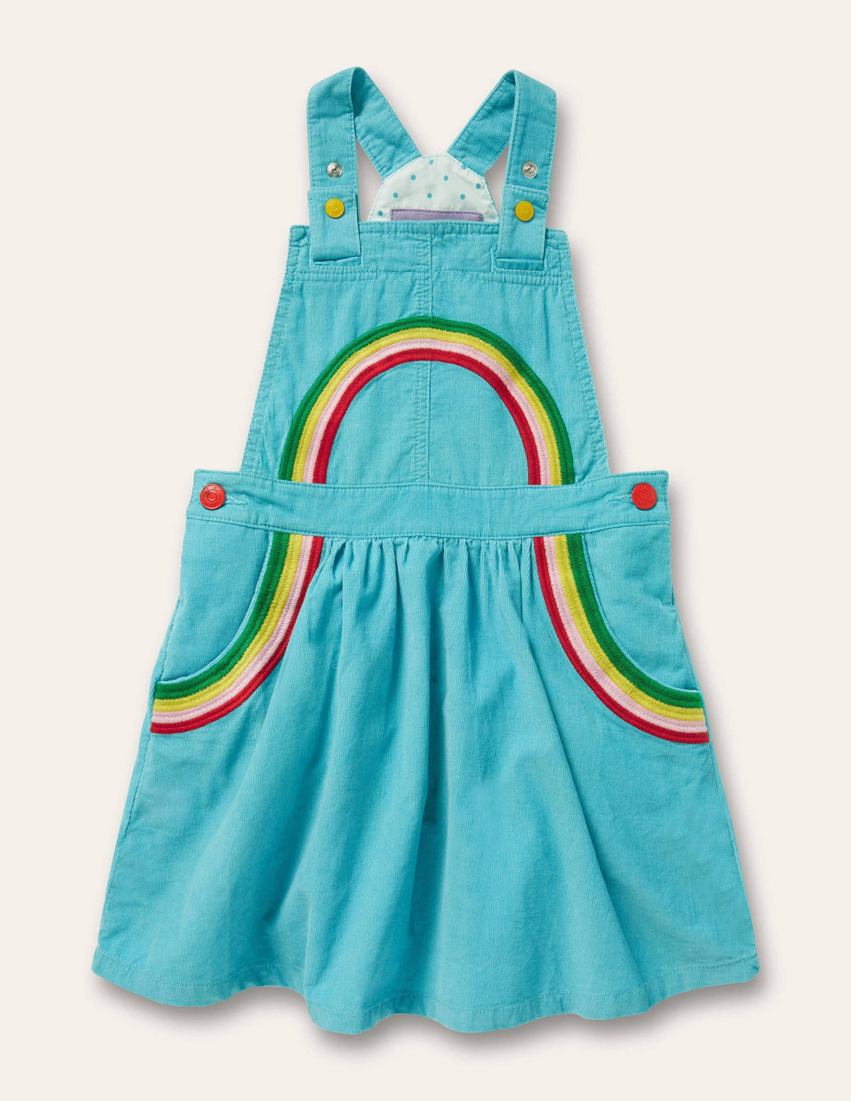 Woven Pinafore Dress-Aqua Rainbow-1