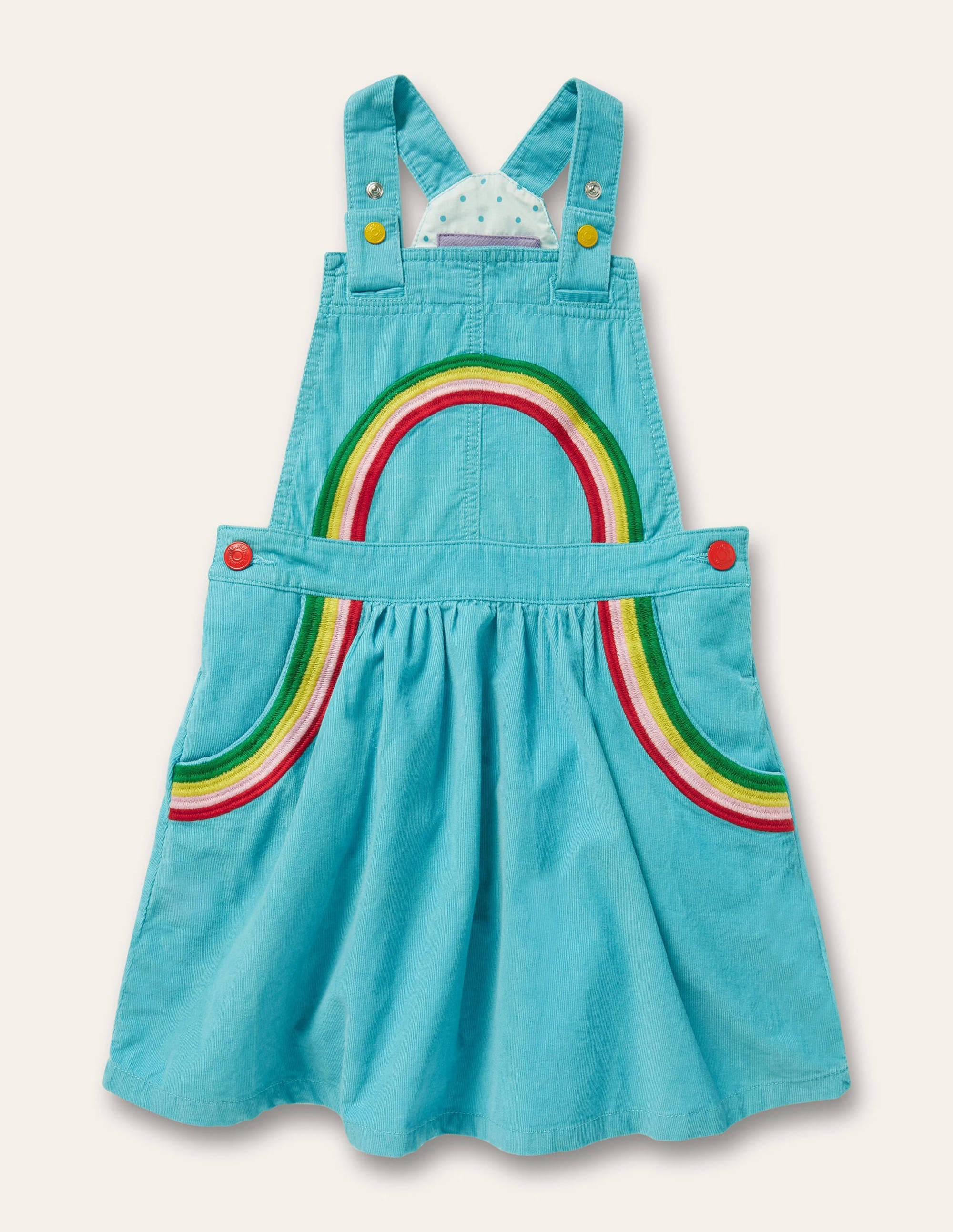 Woven Pinafore Dress-Aqua Rainbow - Image 1