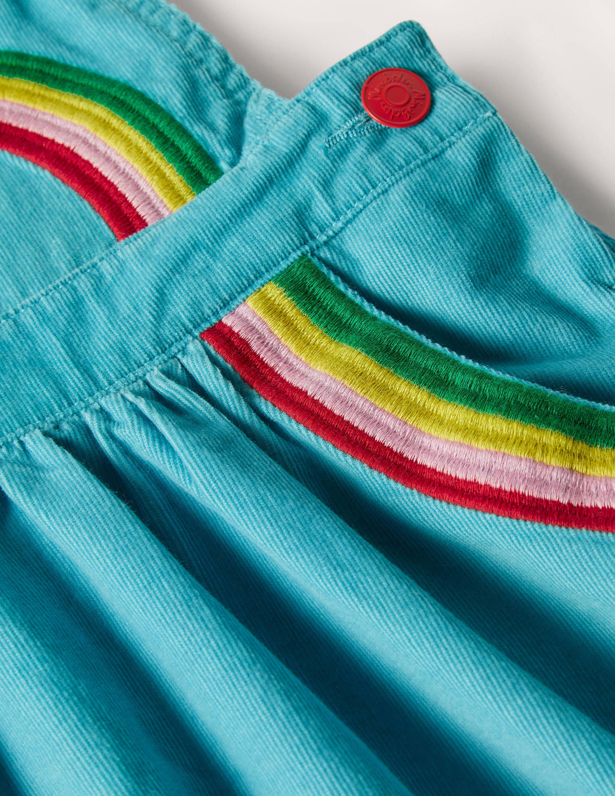 Woven Pinafore Dress-Aqua Rainbow - Image 3