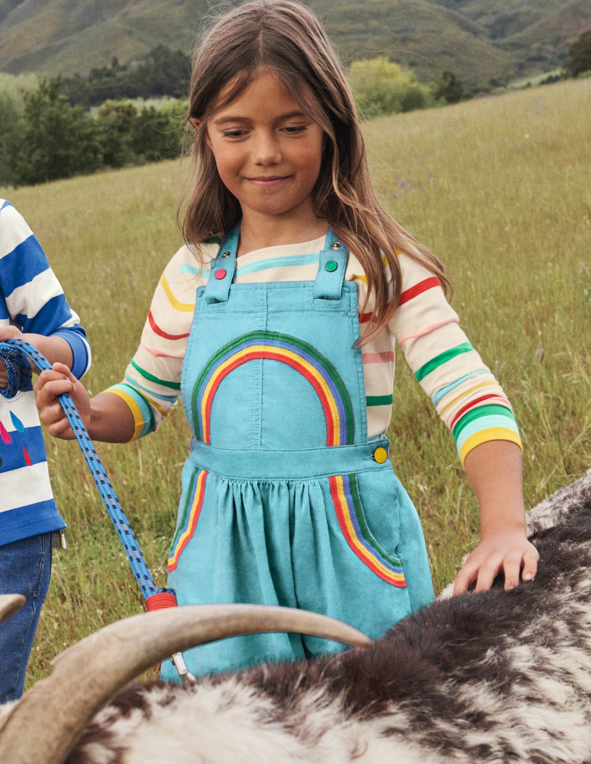 Woven Pinafore Dress-Aqua Rainbow-4