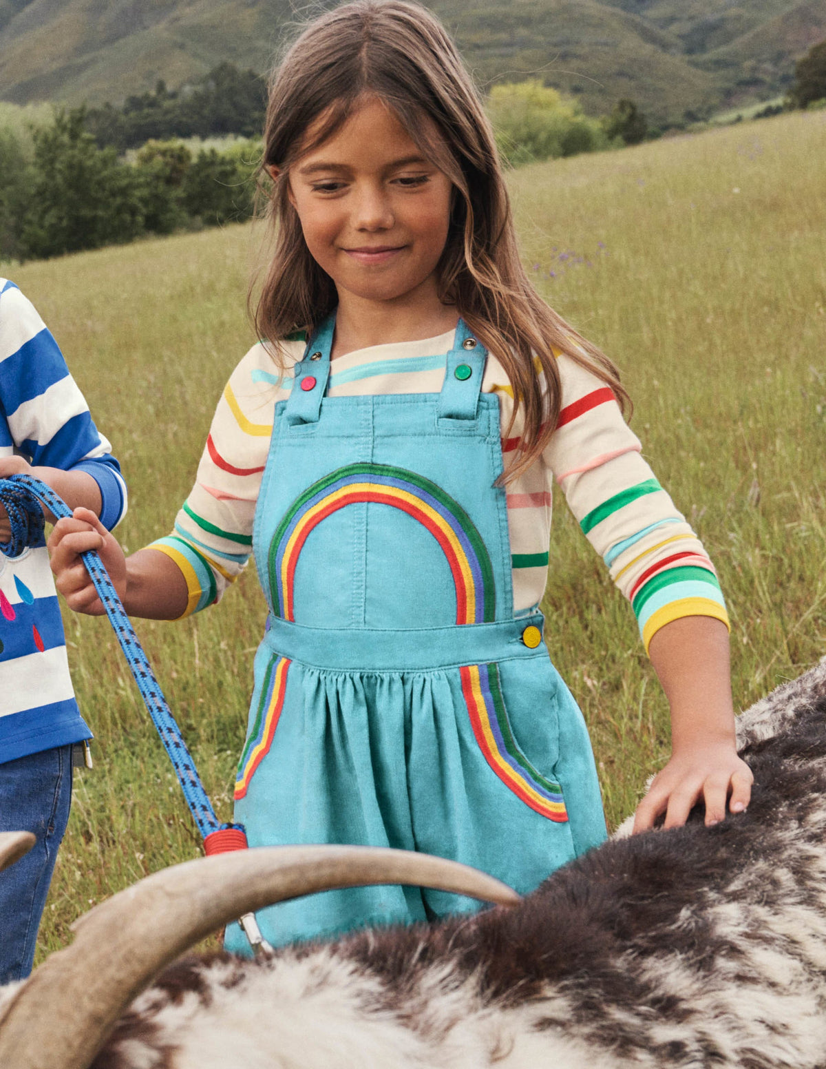 Woven Pinafore Dress-Aqua Rainbow - Image 4