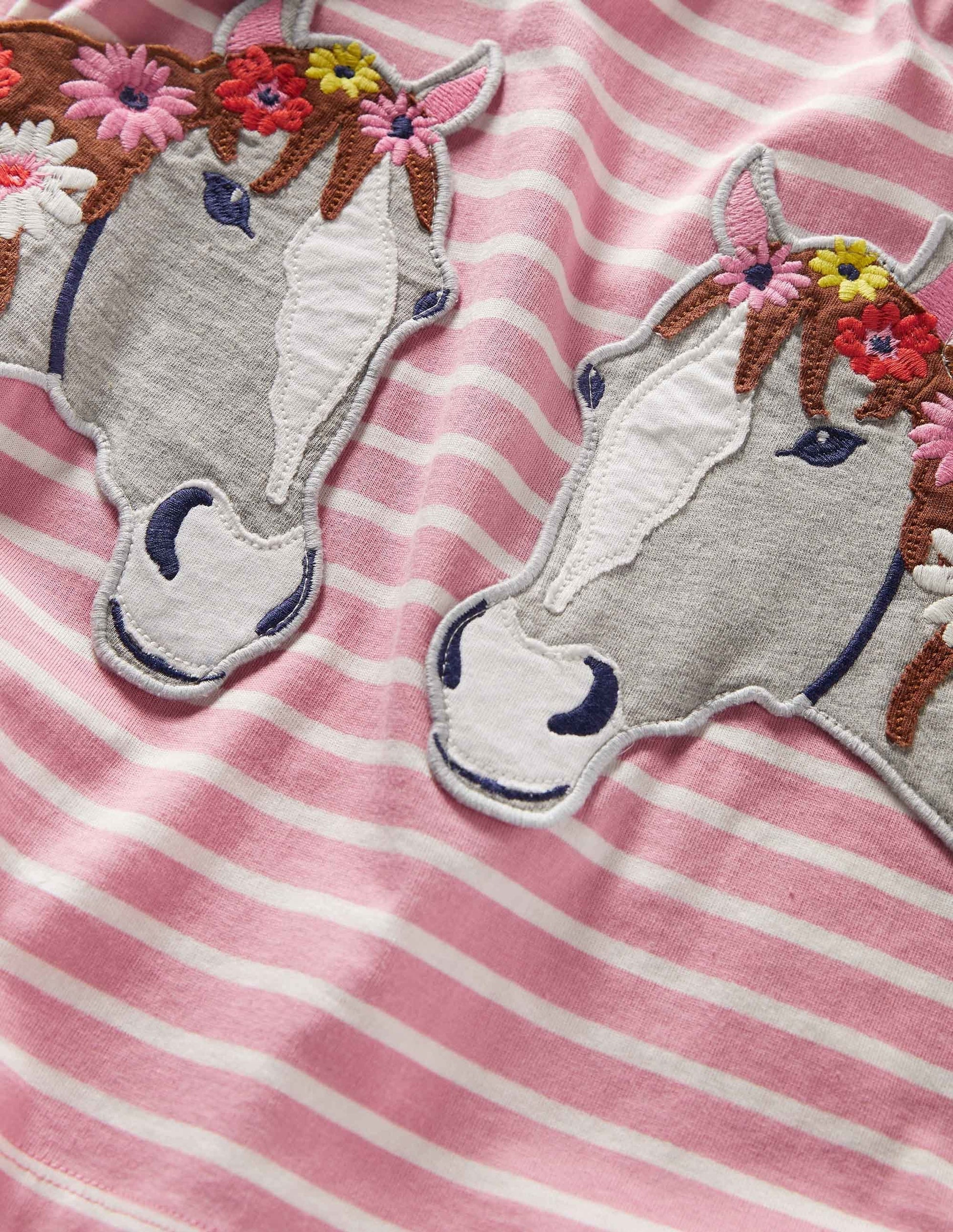 Appliqué Pocket Tunic-Almond Pink/Ivory Horse-3