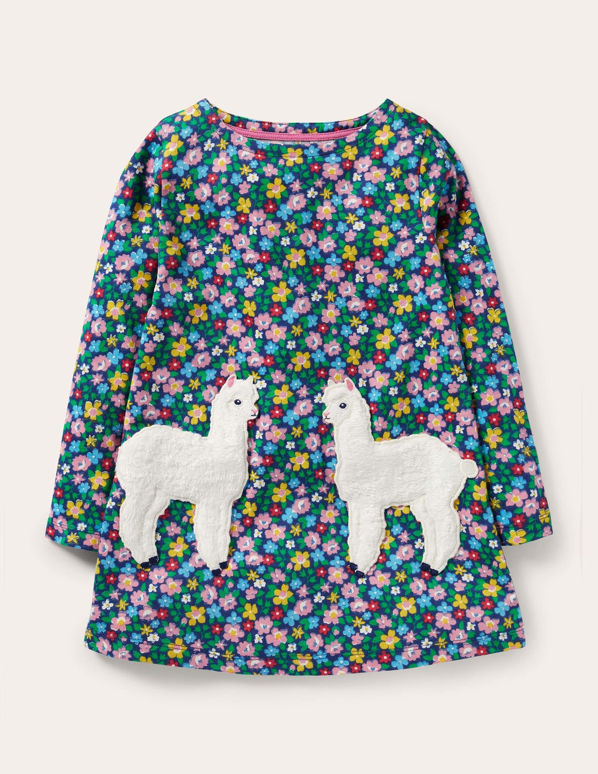 Appliqué Pocket Tunic-Starboard Blue Floral Alpaca-1