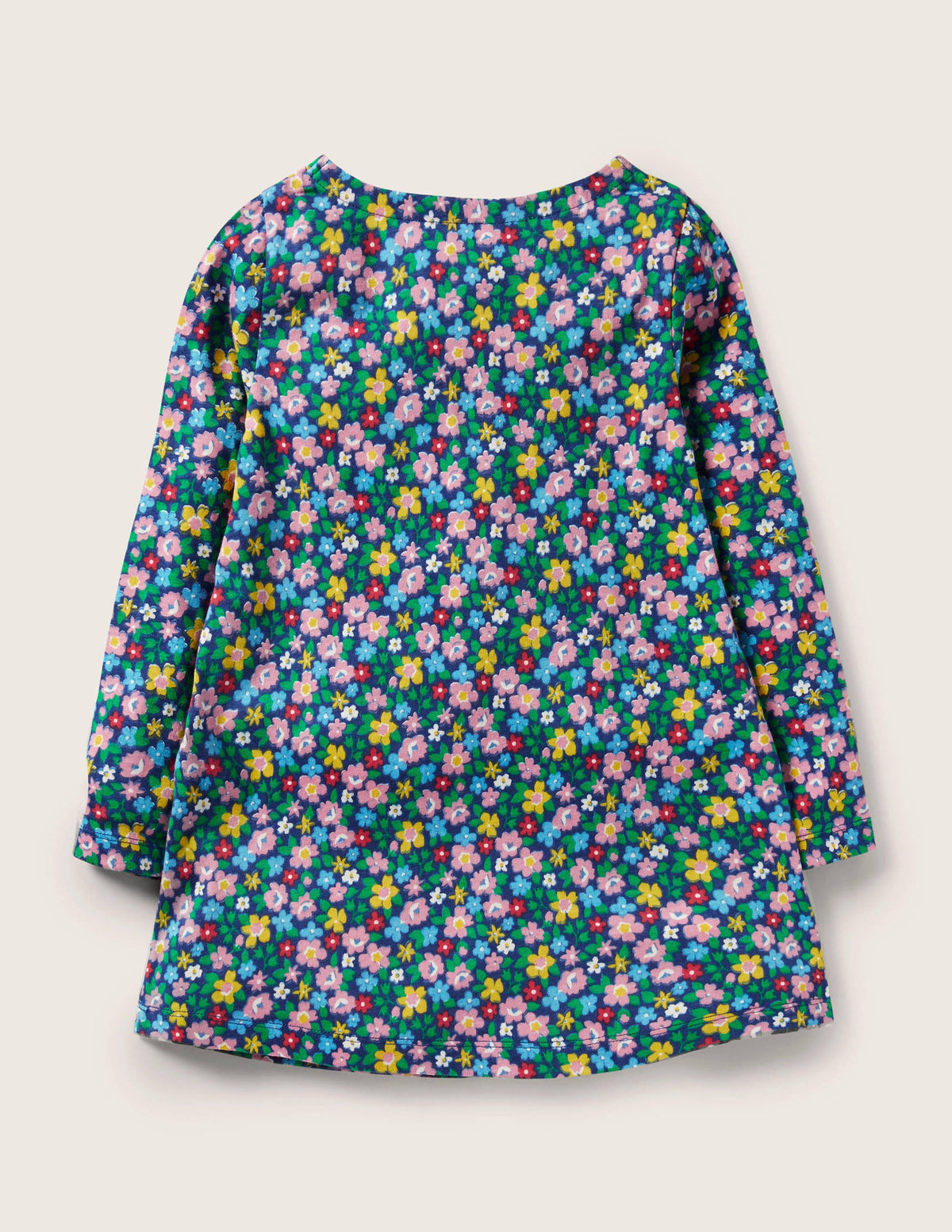 Appliqué Pocket Tunic-Starboard Blue Floral Alpaca-2