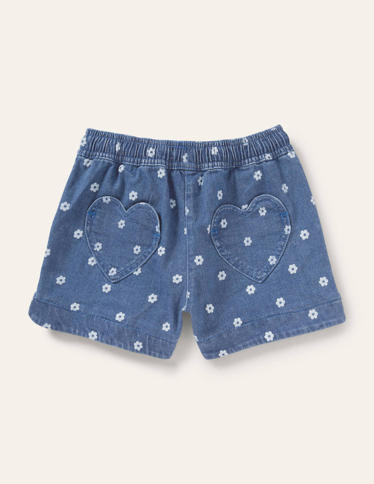 Heart Pocket Shorts-Denim Daisy-2