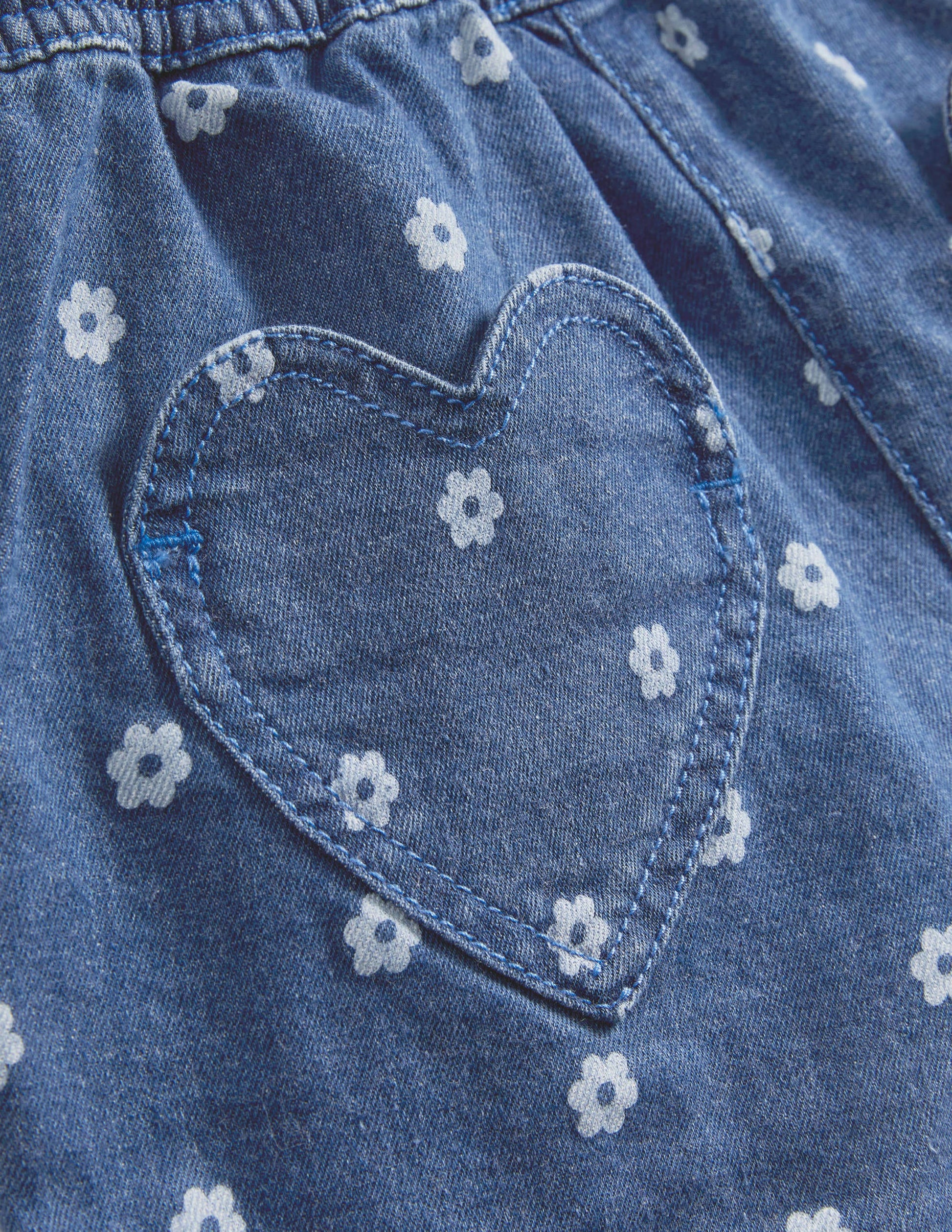 Heart Pocket Shorts-Denim Daisy-3