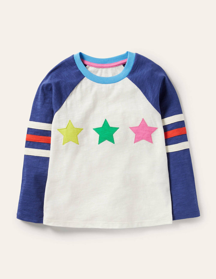 Slub Raglan T-shirt-Blue/Green Pepper Stars