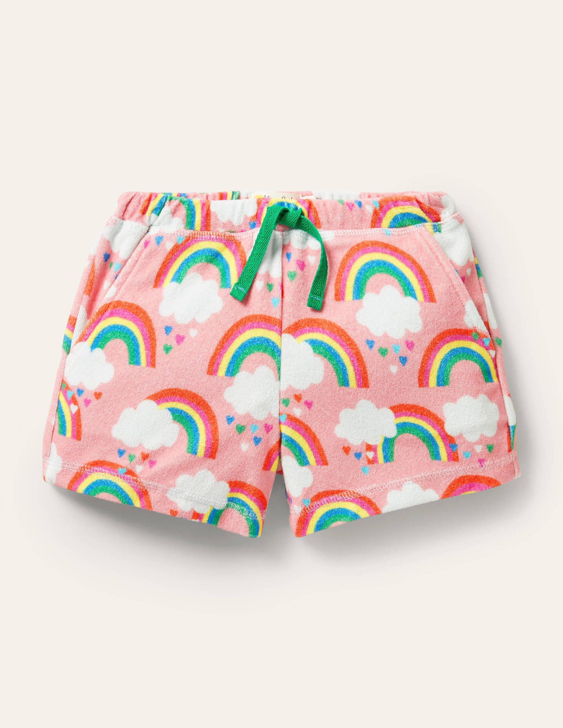 Towelling Shorts-Pink Lemonade Rainbows-1
